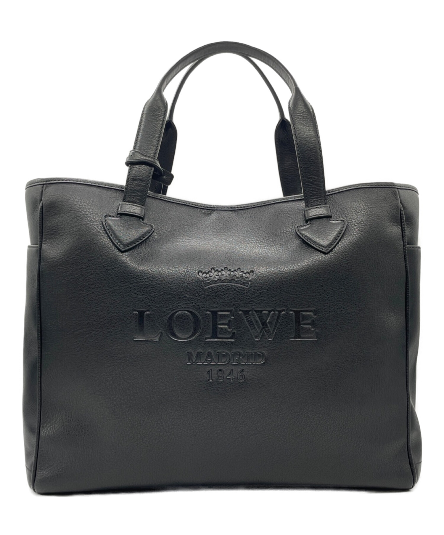 LOEWE ロエベ トートバッグ ヘリテージ ブラック レザー ロゴ 黒