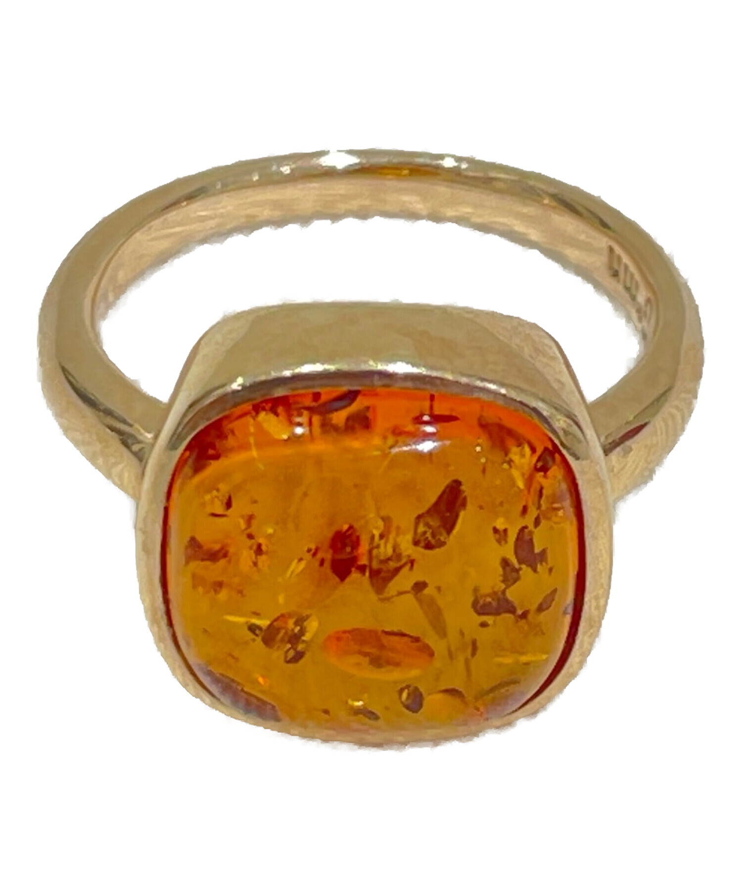 アガットagete K10アンバーリング 琥珀 9号