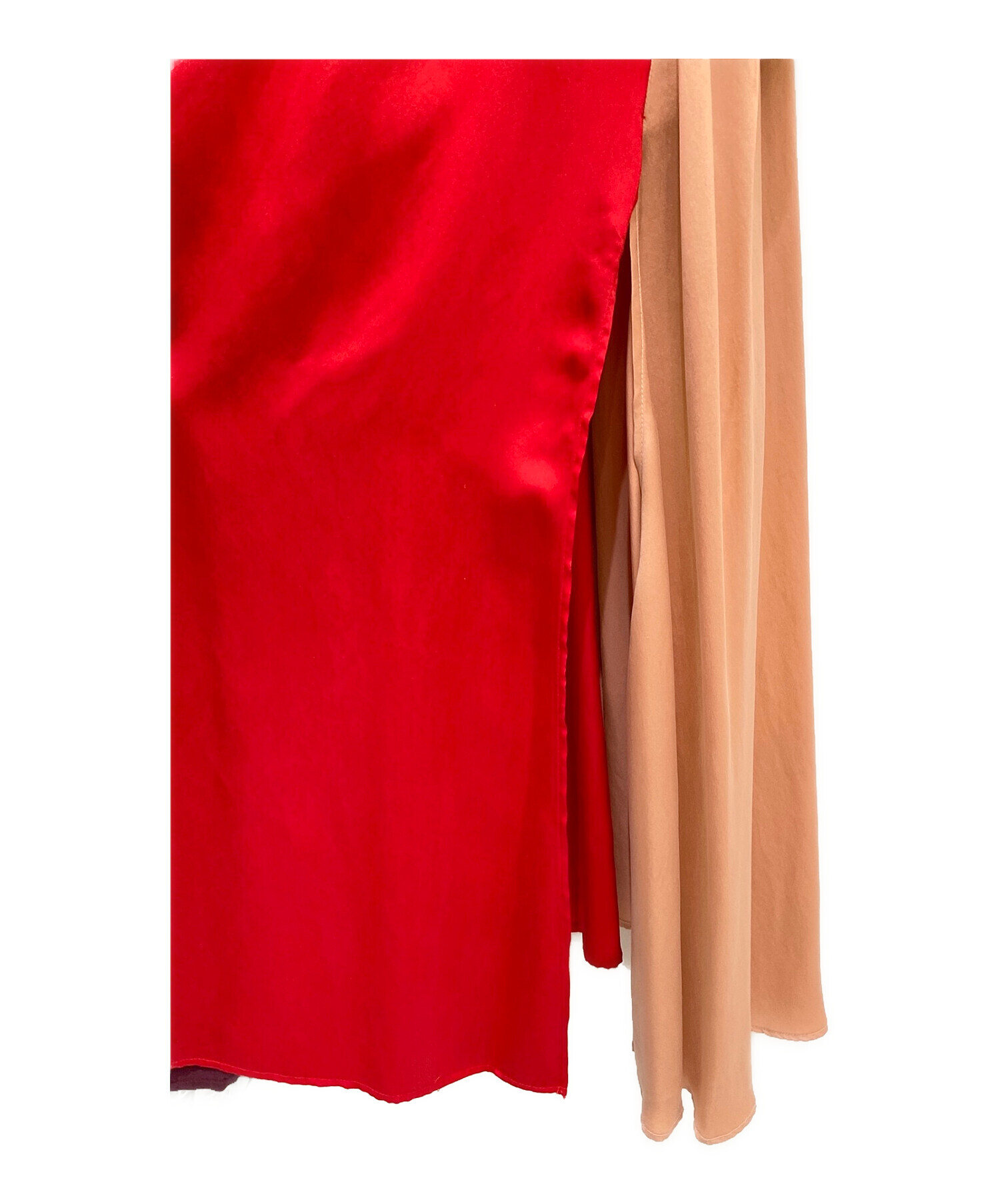 中古・古着通販】MYLAN (マイラン) シルクドッキングワンピース レッド