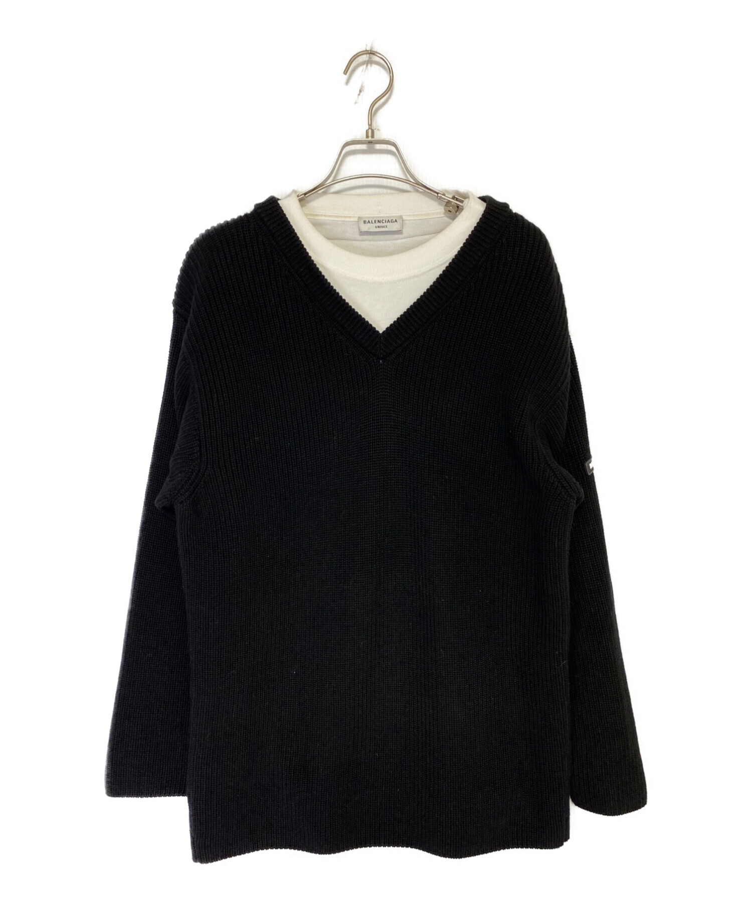 BALENCIAGA レイヤード Vネック ニット セーター XS ブラック