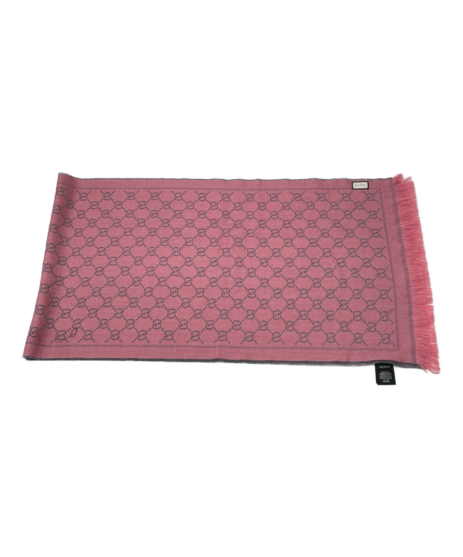 中古・古着通販】GUCCI (グッチ) GGロゴマフラー ピンク×グレー 