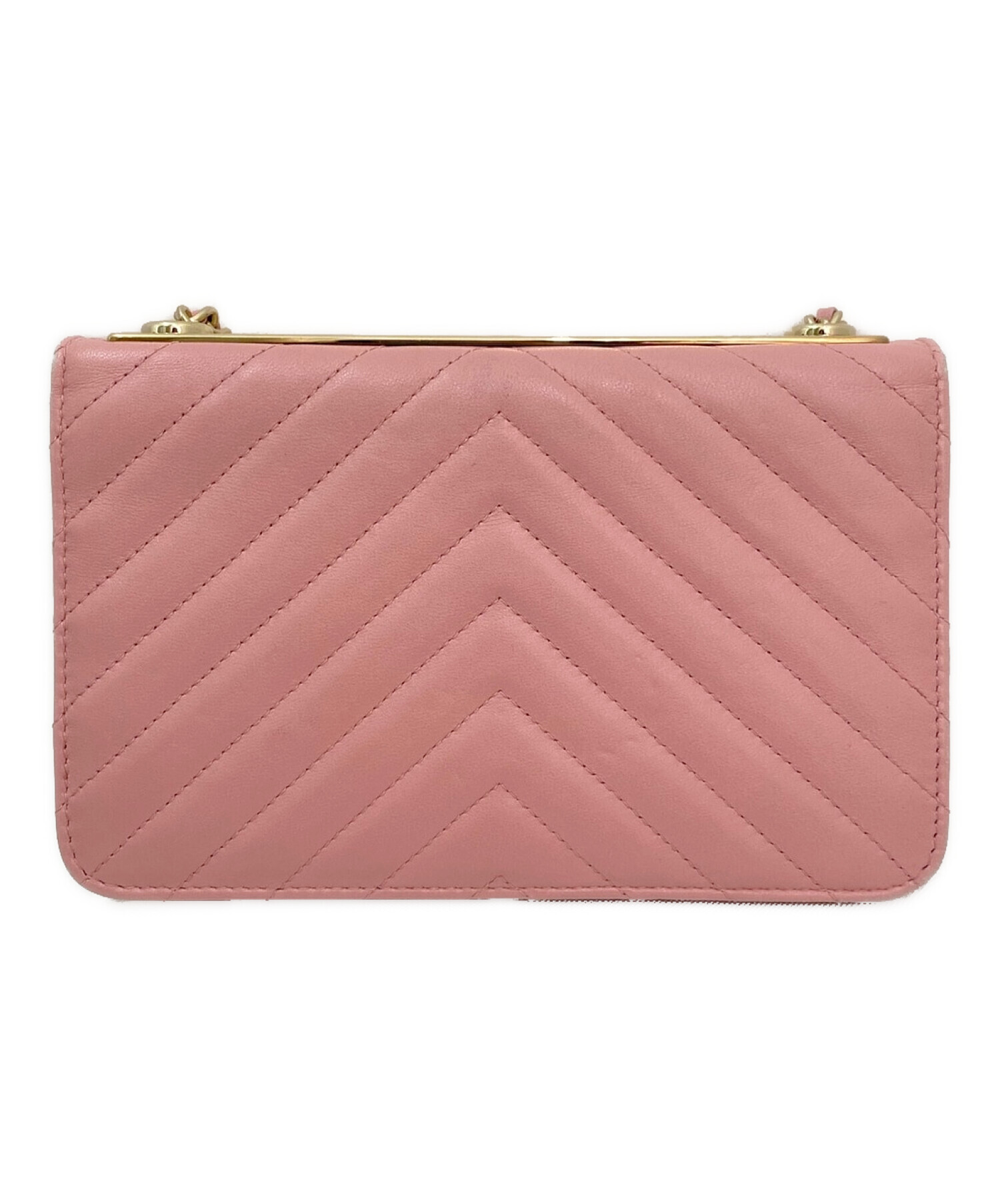購入者確定です【CHANEL】キャメルピンク 中古・古着通販】CHANEL (シャネル) Vステッチチェーンウォレット