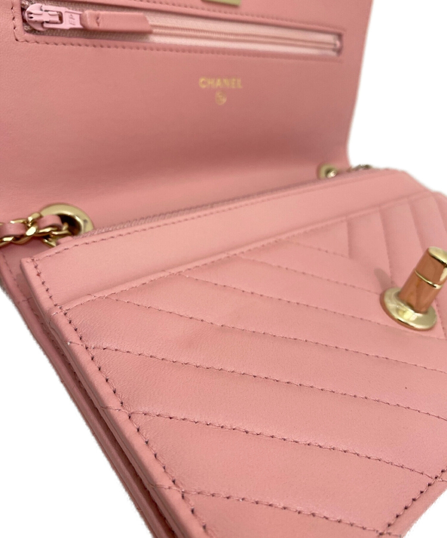 中古・古着通販】CHANEL (シャネル) Vステッチチェーンウォレット