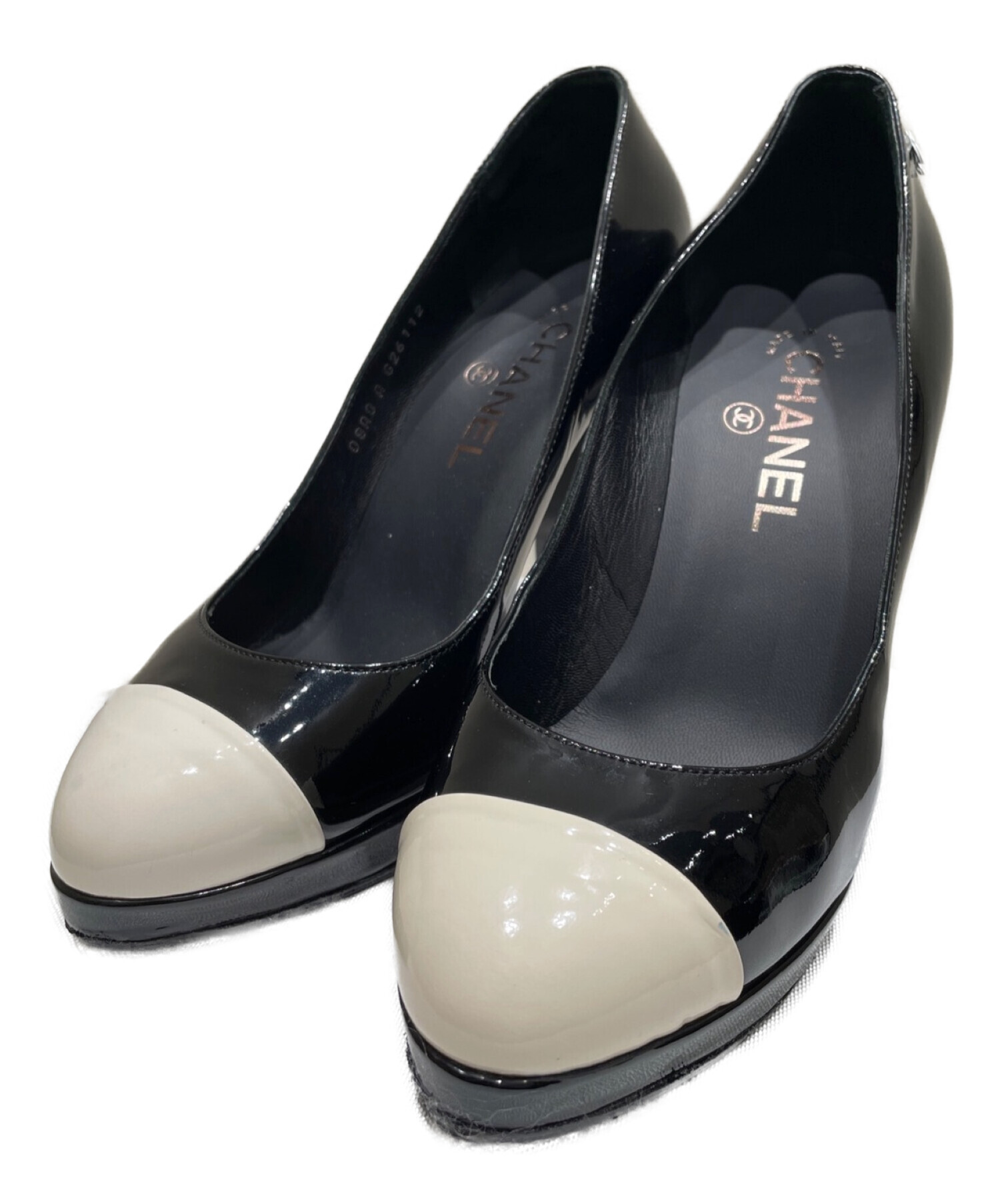 中古・古着通販】CHANEL (シャネル) エナメルヒールパンプス ホワイト 
