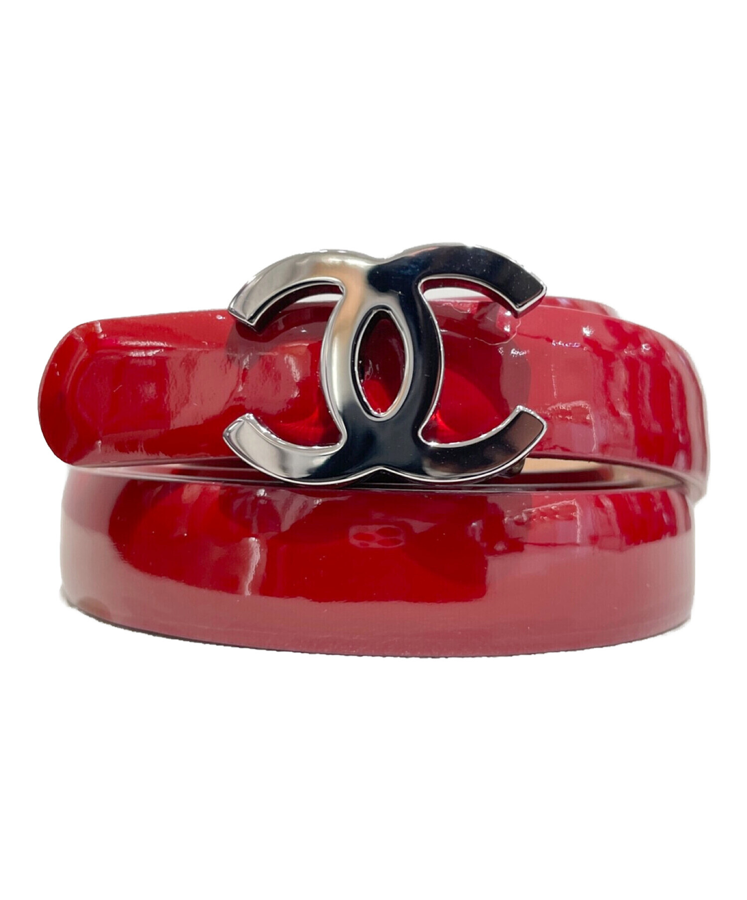 中古・古着通販】CHANEL (シャネル) ココマークエナメルベルト レッド