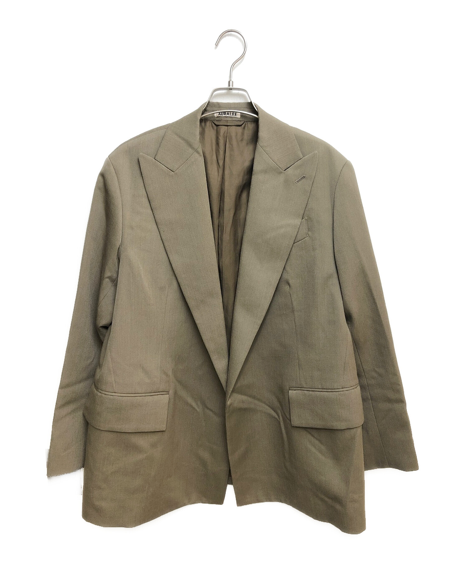 AURALEE ダブルブレストジャケット【カーキ】【L】 中古・古着通販】AURALEE (オーラリー) ウールキッドモヘアギャバジン