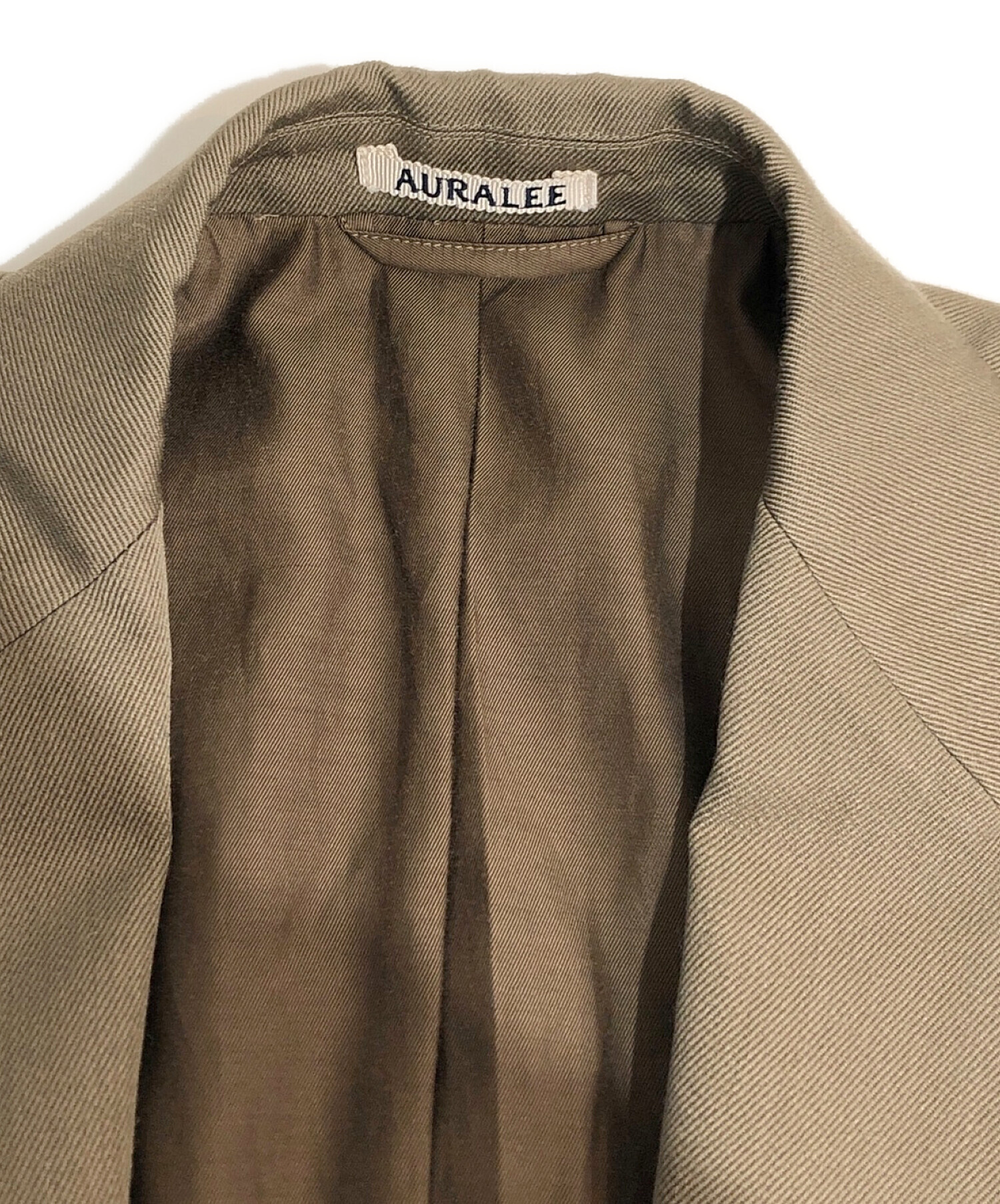 AURALEE ダブルブレストジャケット【カーキ】【L】 中古・古着通販】AURALEE (オーラリー) ウールキッドモヘアギャバジン
