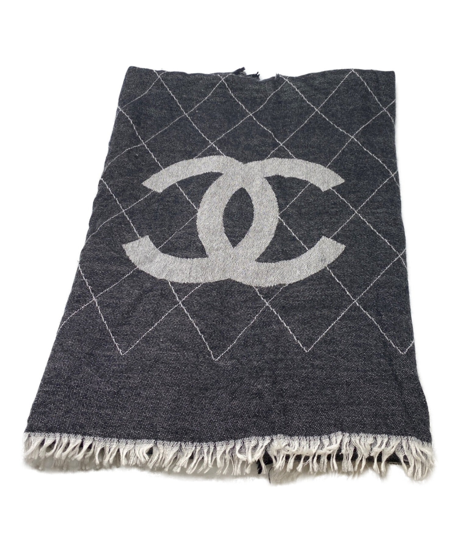 中古・古着通販】CHANEL (シャネル) ココマーク大判ストール グレー