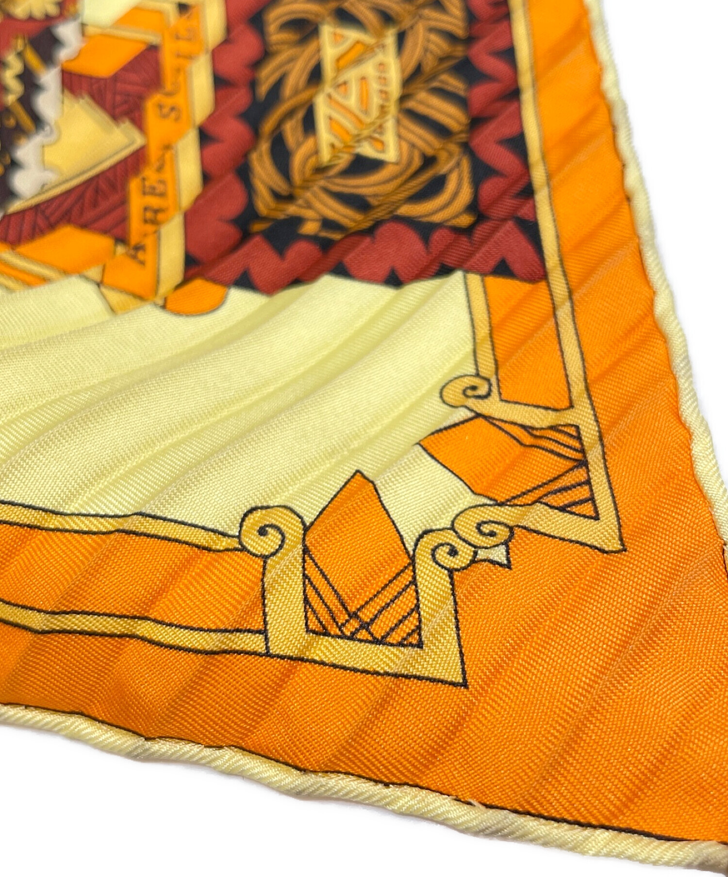 中古・古着通販】HERMES (エルメス) カレ プリーツスカーフ オレンジ