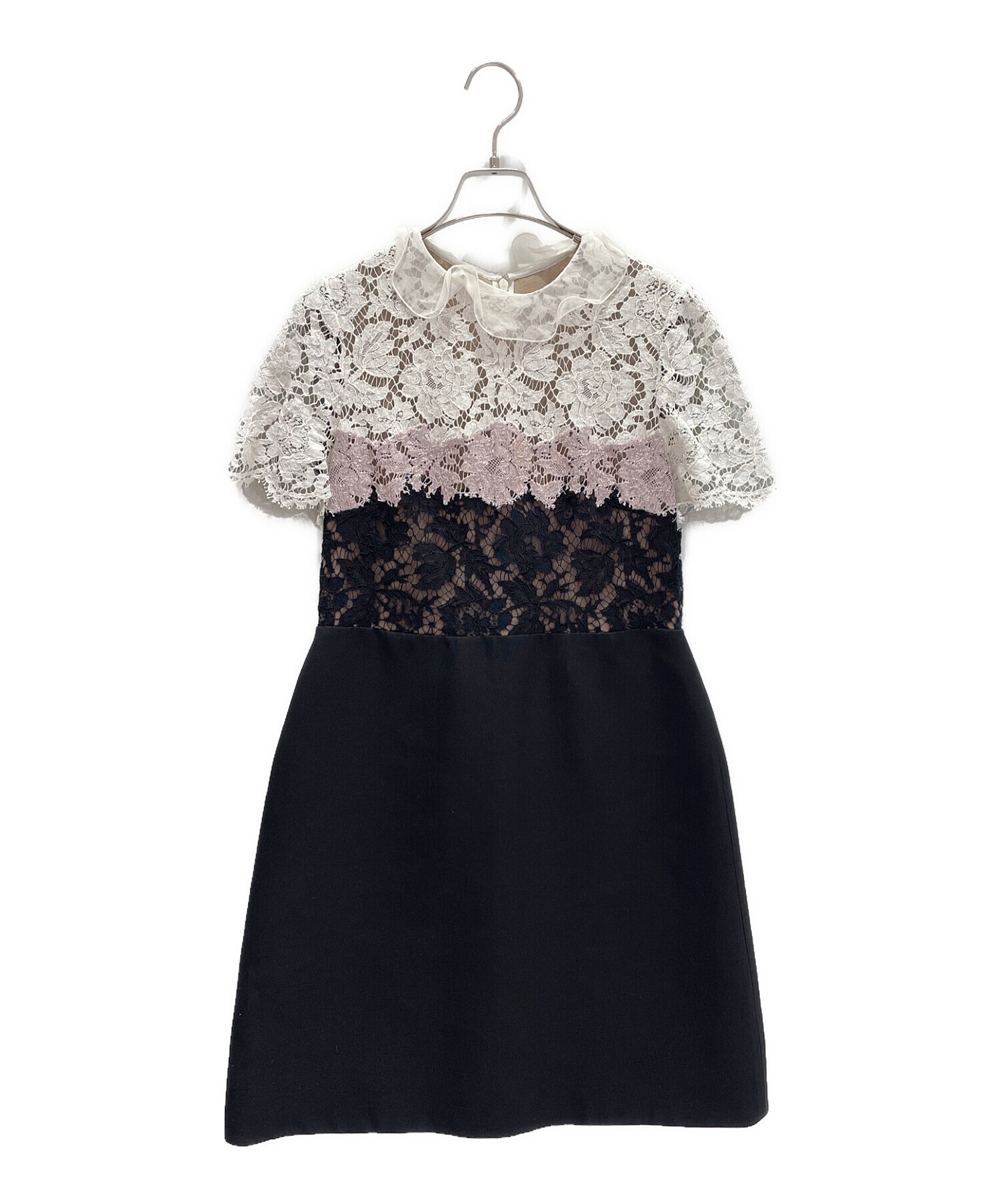 ヴァレンティノ レースワンピース 中古・古着通販】VALENTINO (ヴァレンティノ) レース切替ワンピース