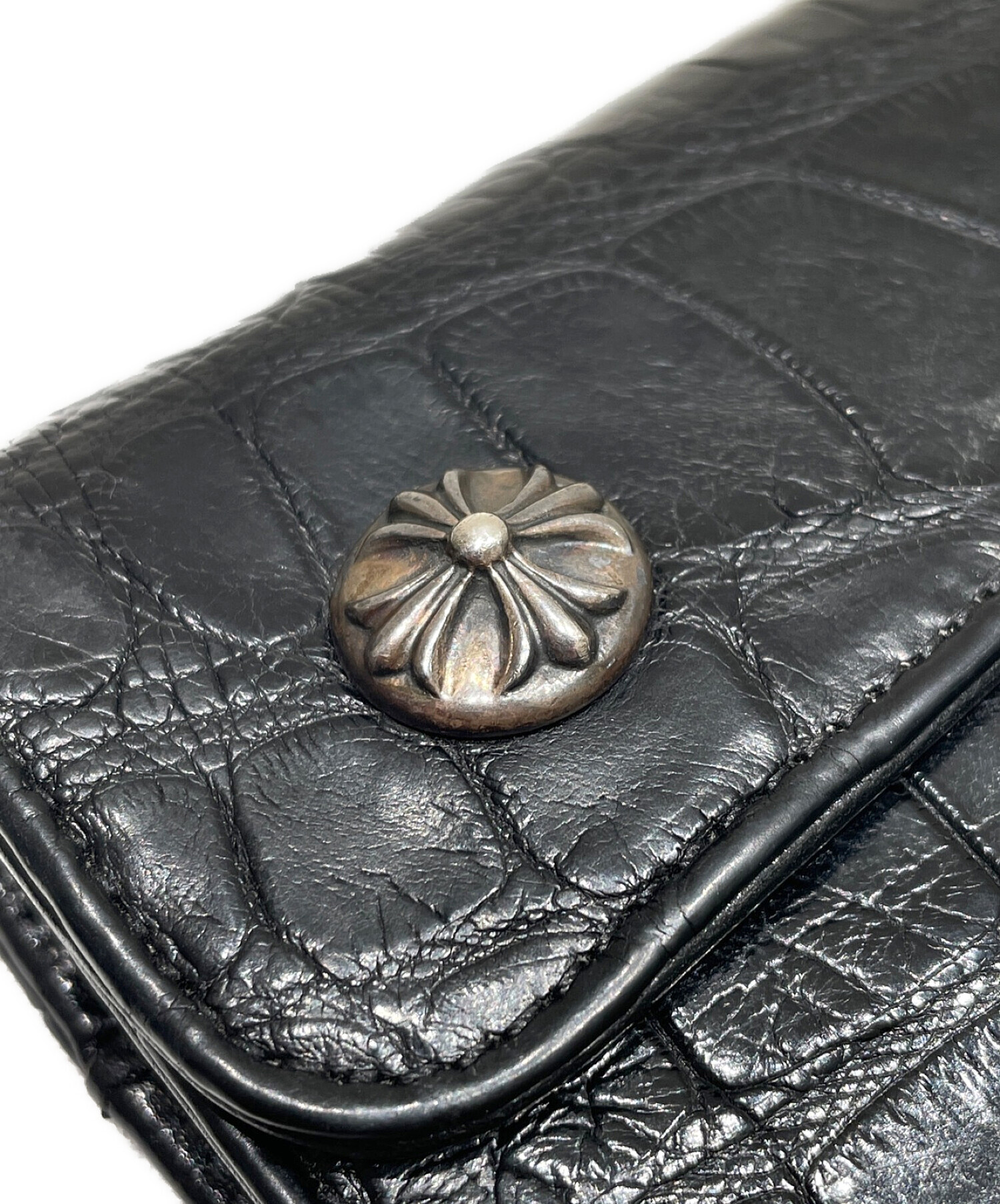 【ジャンク品】CHROME HEARTS レザー長財布 中古・古着通販】CHROME HEARTS (クロムハーツ) クロコロング