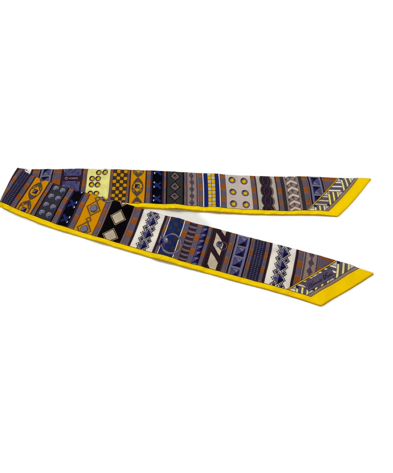 中古・古着通販】HERMES (エルメス) ツイリースカーフ イエロー×ブルー