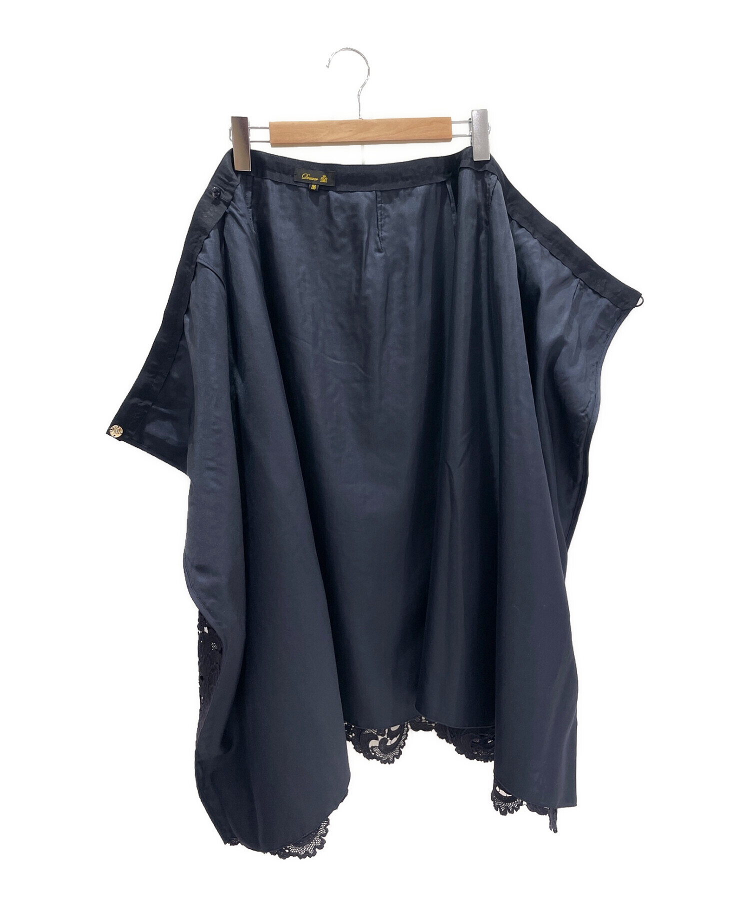 Drawer ネイビー レースラップスカート 中古・古着通販】DRAWER (ドゥロワー) レースラップスカート ネイビー