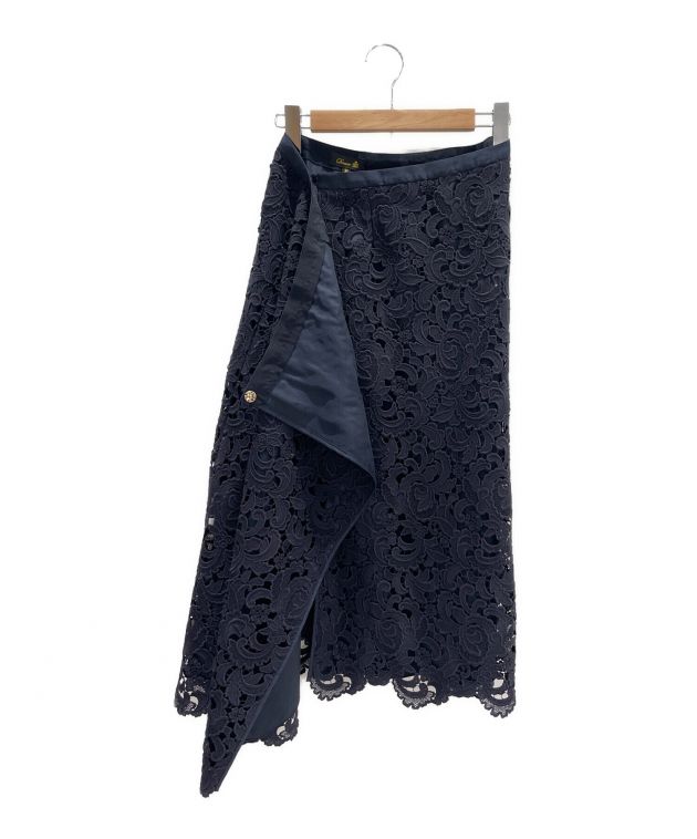 中古・古着通販】DRAWER (ドゥロワー) レースラップスカート ネイビー