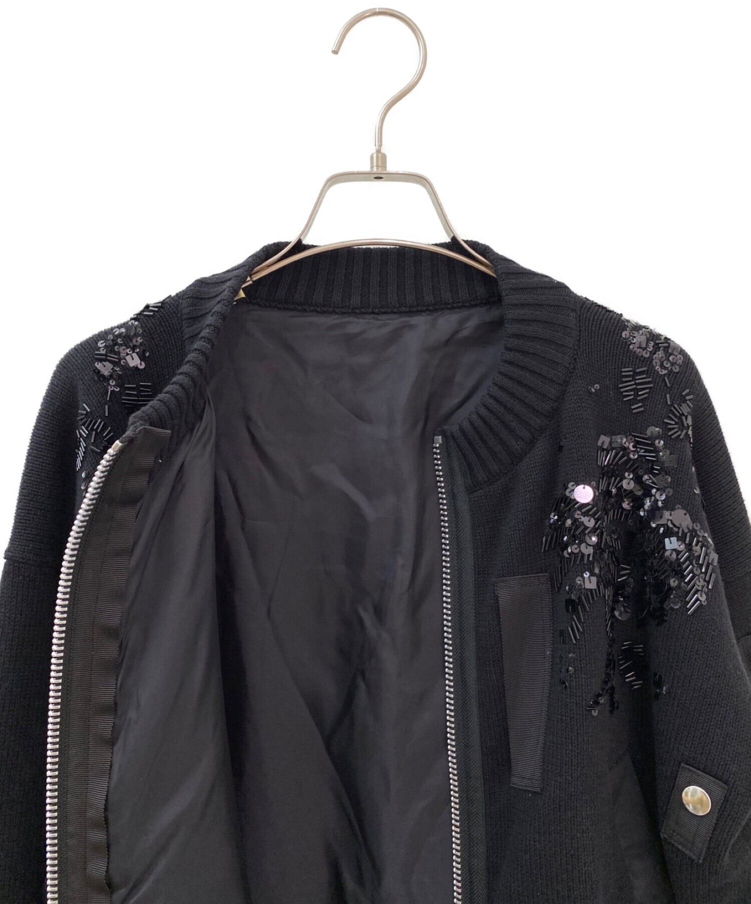 中古・古着通販】sacai (サカイ) ビジュー装飾ブルゾン ブラック