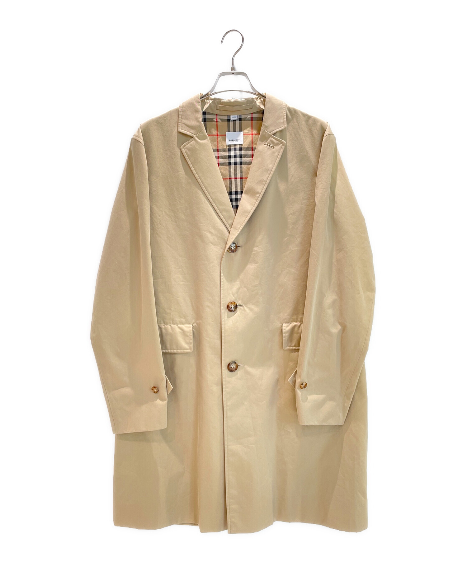 BURBERRY カシミヤ チェスターコート ノバチェック ベージュ Lサイズ 中古・古着通販】BURBERRY (バーバリー) ノバチェックチェスターコート