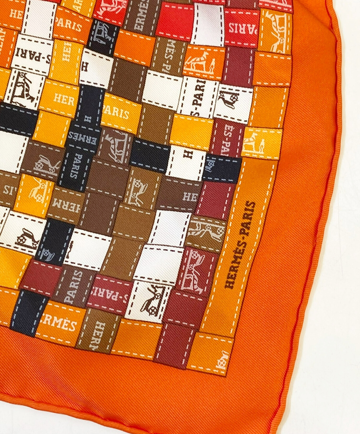 中古・古着通販】HERMES (エルメス) カレ90/Bolduc au Carre オレンジ