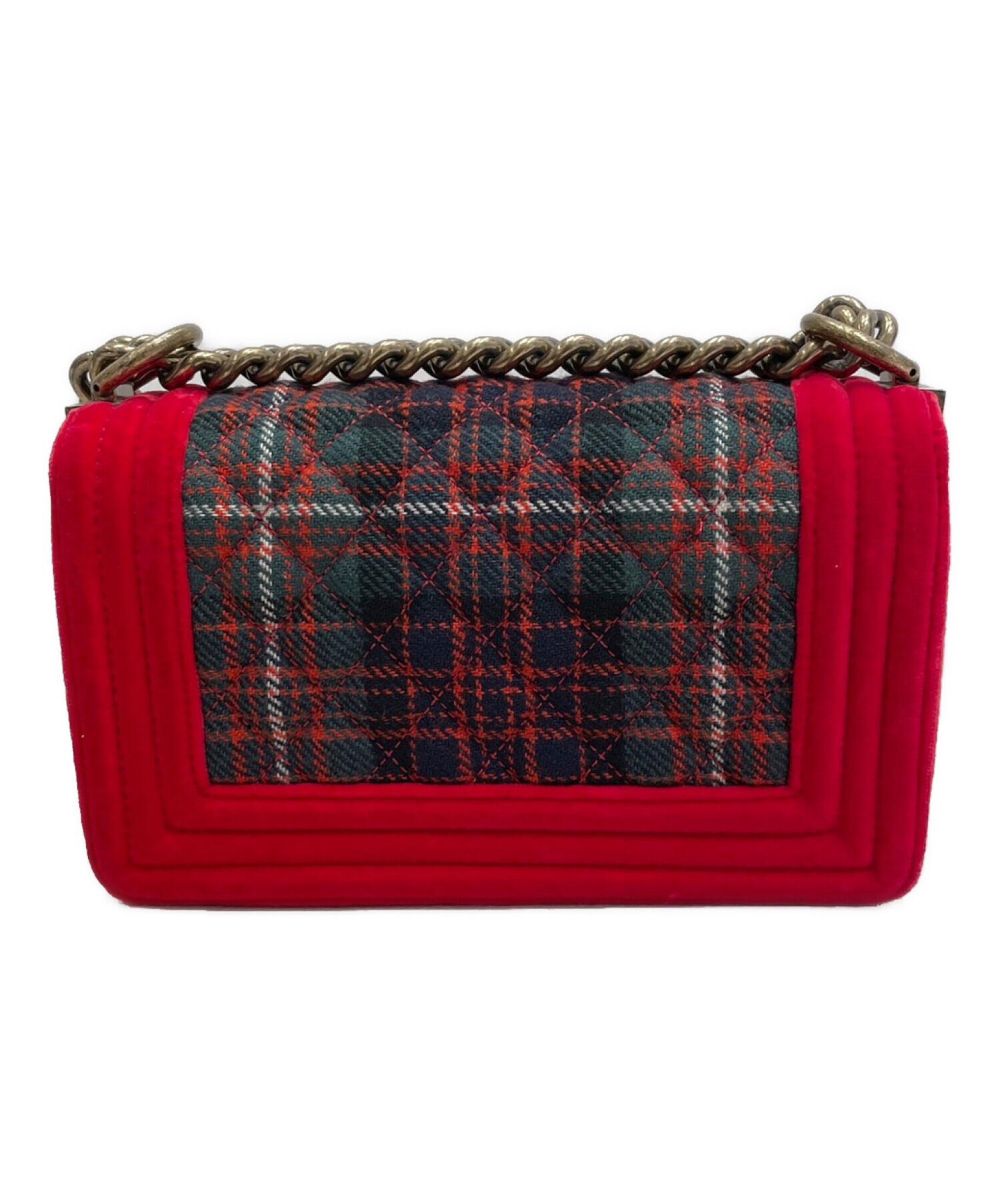 CHANEL チェック柄 ショルダーバッグ 中古・古着通販】CHANEL (シャネル) チェックチェーンショルダーバッグ