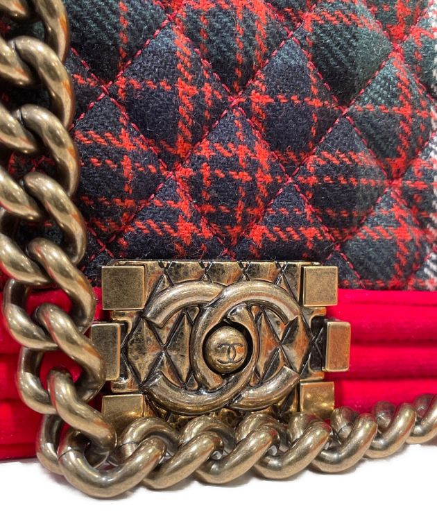 中古・古着通販】CHANEL (シャネル) チェックチェーンショルダーバッグ