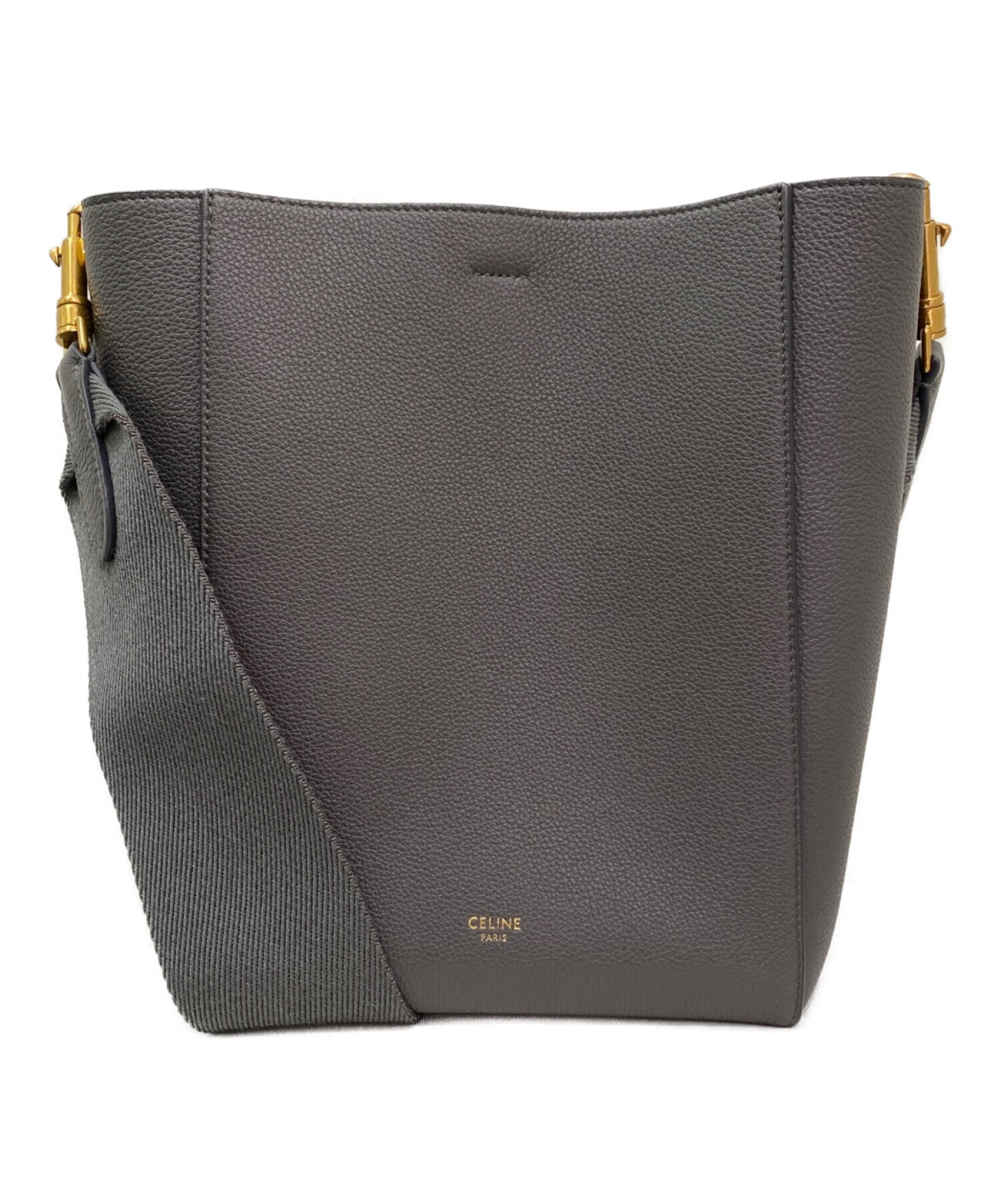 CELINE サングル ショルダーバッグ トープ 中古・古着通販】CELINE (セリーヌ) サングルバケット スモール グレー