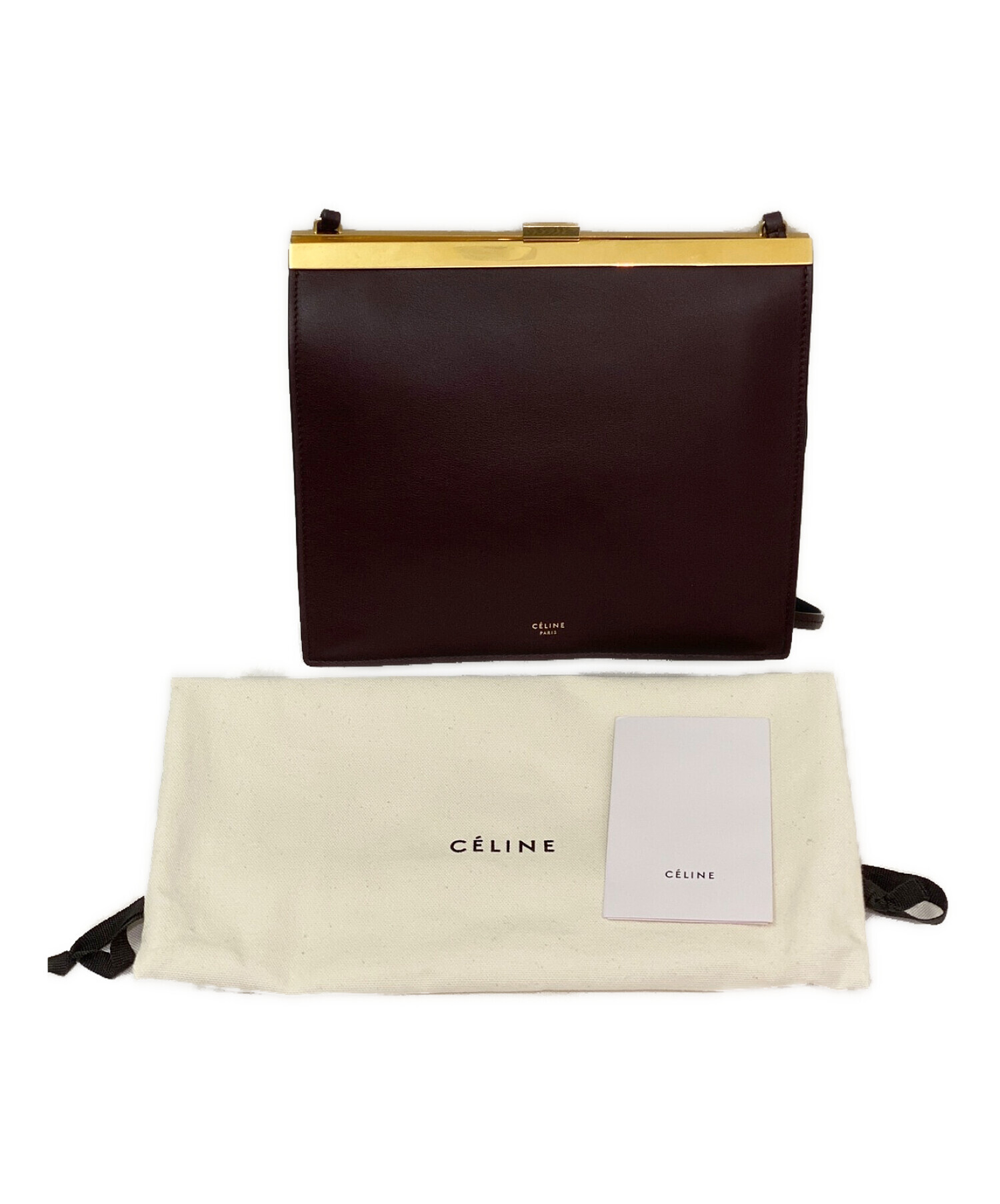 最終値下げ　新品 CELINE　クラスプミニ　ダーククレーコート 中古・古着通販】CELINE (セリーヌ) クラスプミニ ボルドー サイズ