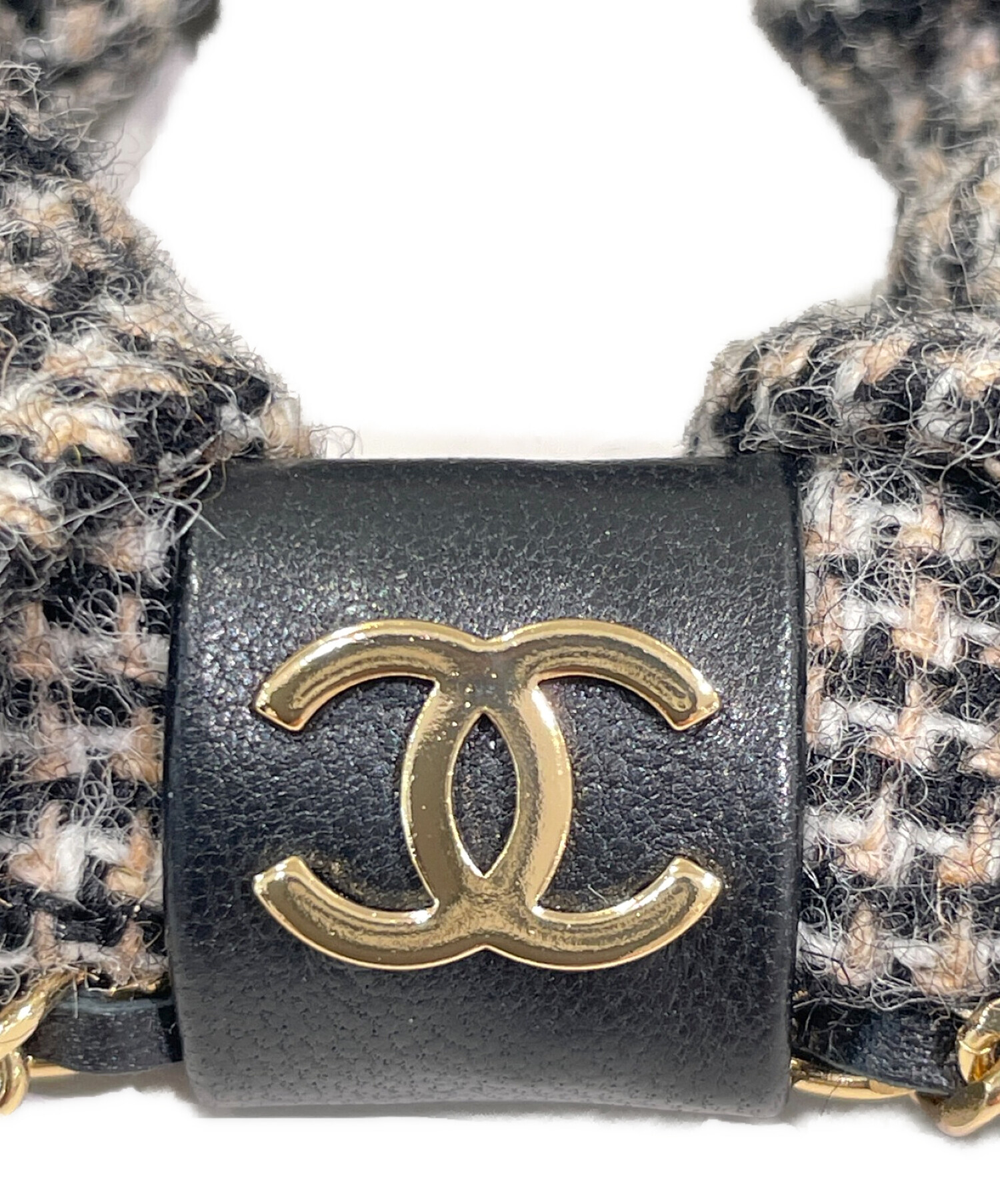 CHANELチェーン付ツィードカチューシャ 中古・古着通販】CHANEL (シャネル) チェーン・ツィードシュシュ