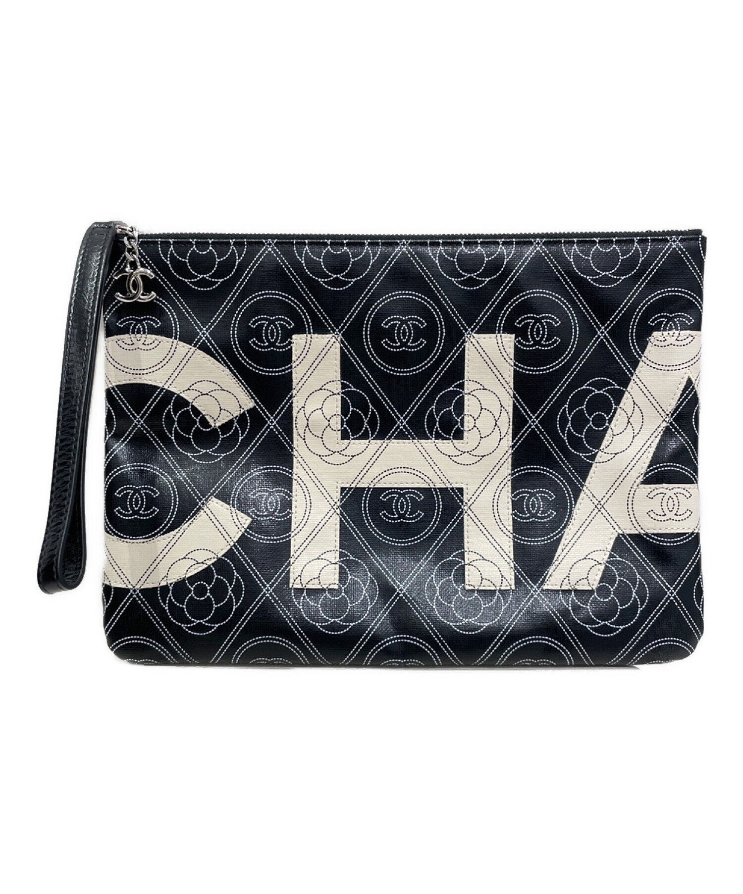 中古・古着通販】CHANEL (シャネル) カメリアクラッチバッグ ブラック  