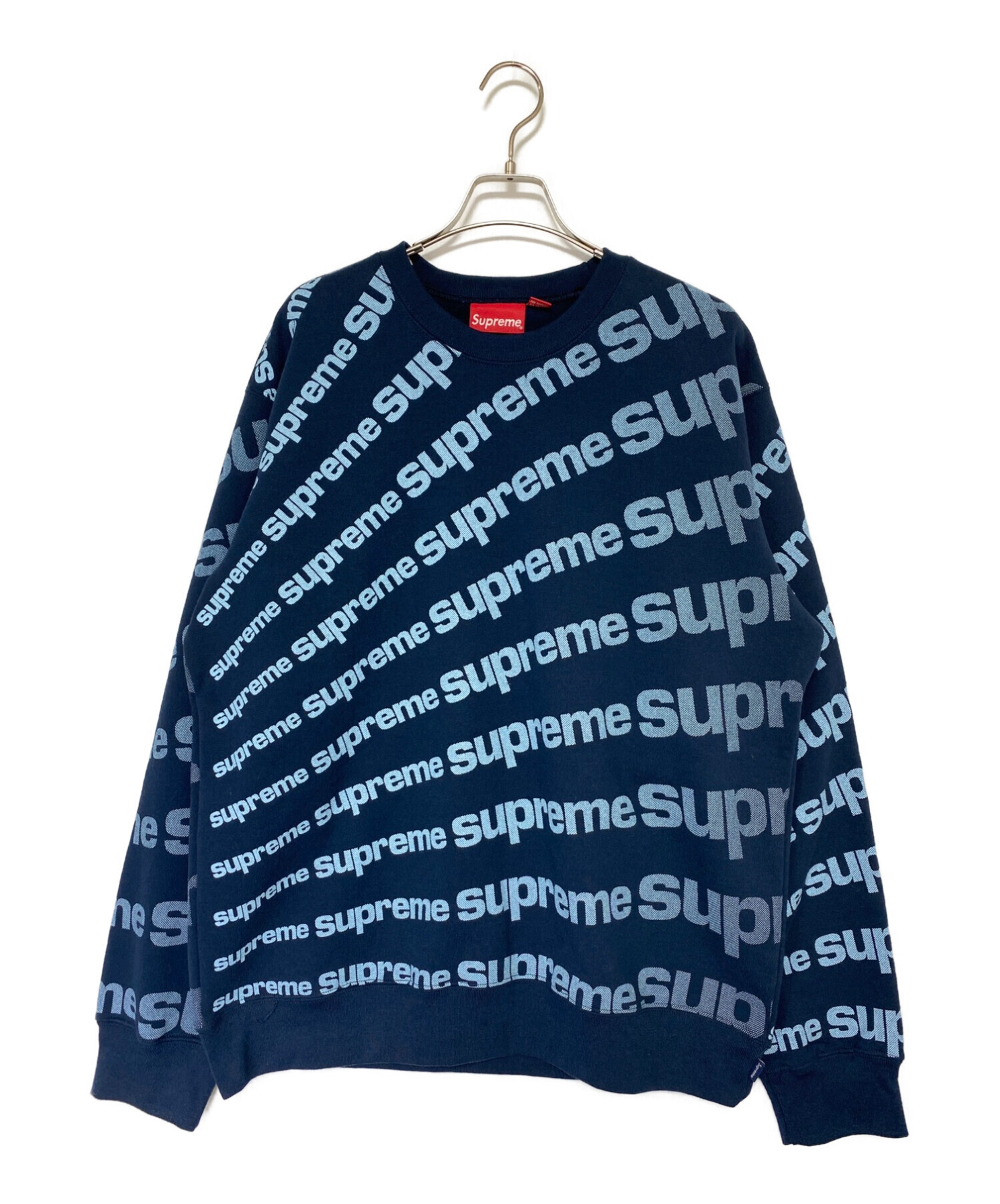 supreme シュプリーム ロンT ネイビー　刺繍　ストリート　スウェット 中古・古着通販】SUPREME (シュプリーム) プリントスウェット ネイビー