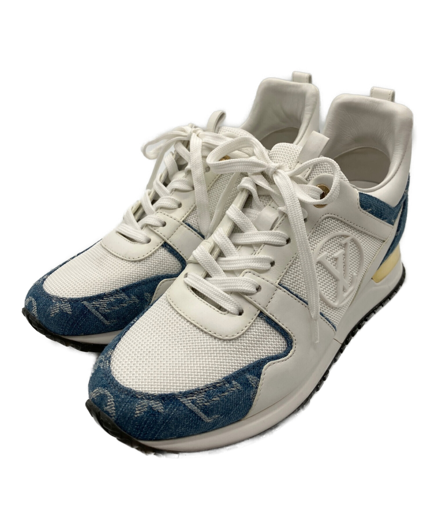 Louis Vuitton ホワイトレザー スニーカー 中古・古着通販】LOUIS VUITTON (ルイ ヴィトン) モノグラムレザー