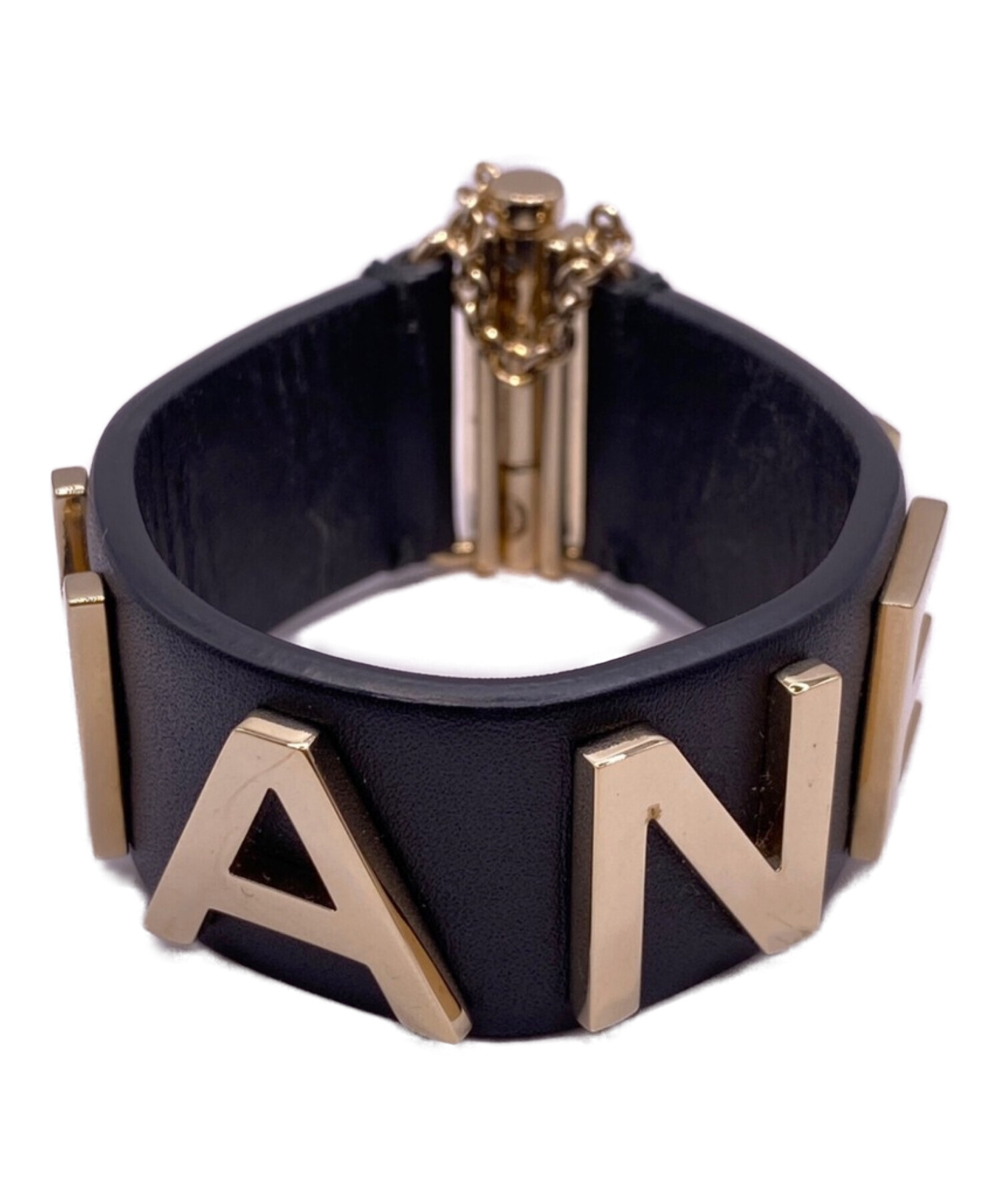 【CHANEL】【シャネル】レザーバングル 中古・古着通販】CHANEL (シャネル) ロゴレザーブレスレット サイズ:S