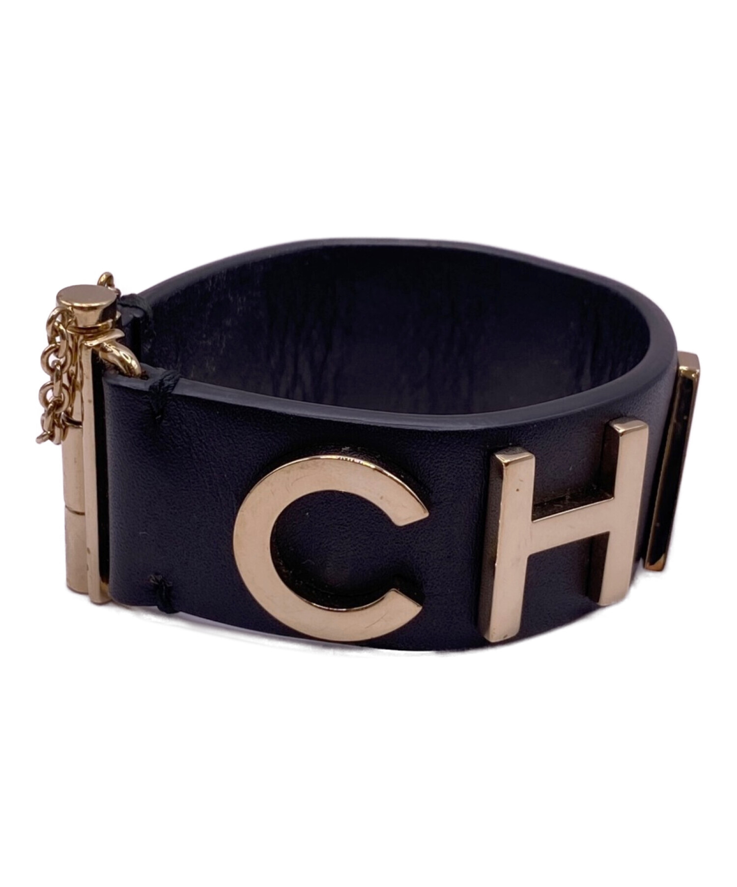 中古・古着通販】CHANEL (シャネル) ロゴレザーブレスレット サイズ:S