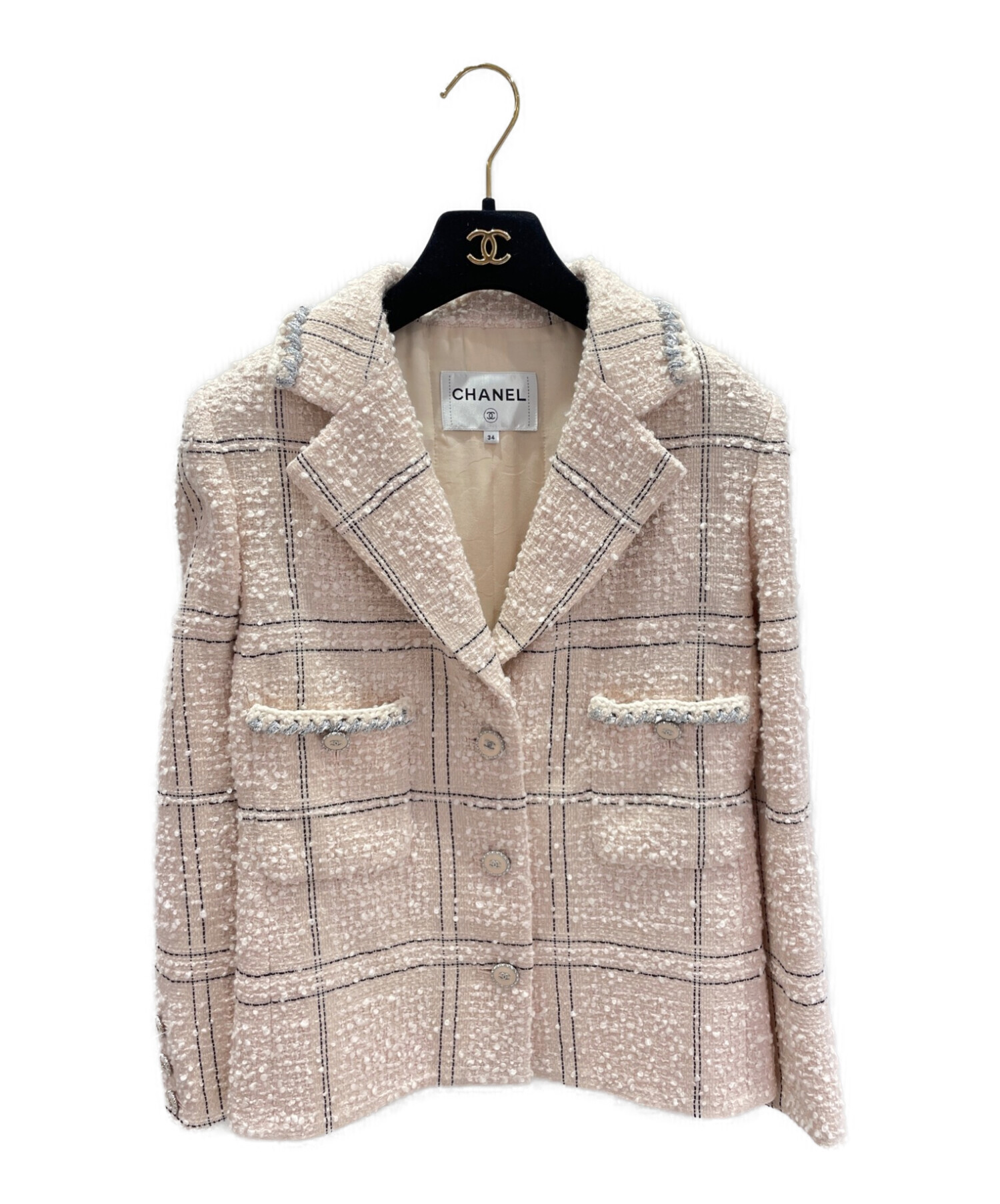 中古・古着通販】CHANEL (シャネル) ツイードジャケット ピンク サイズ