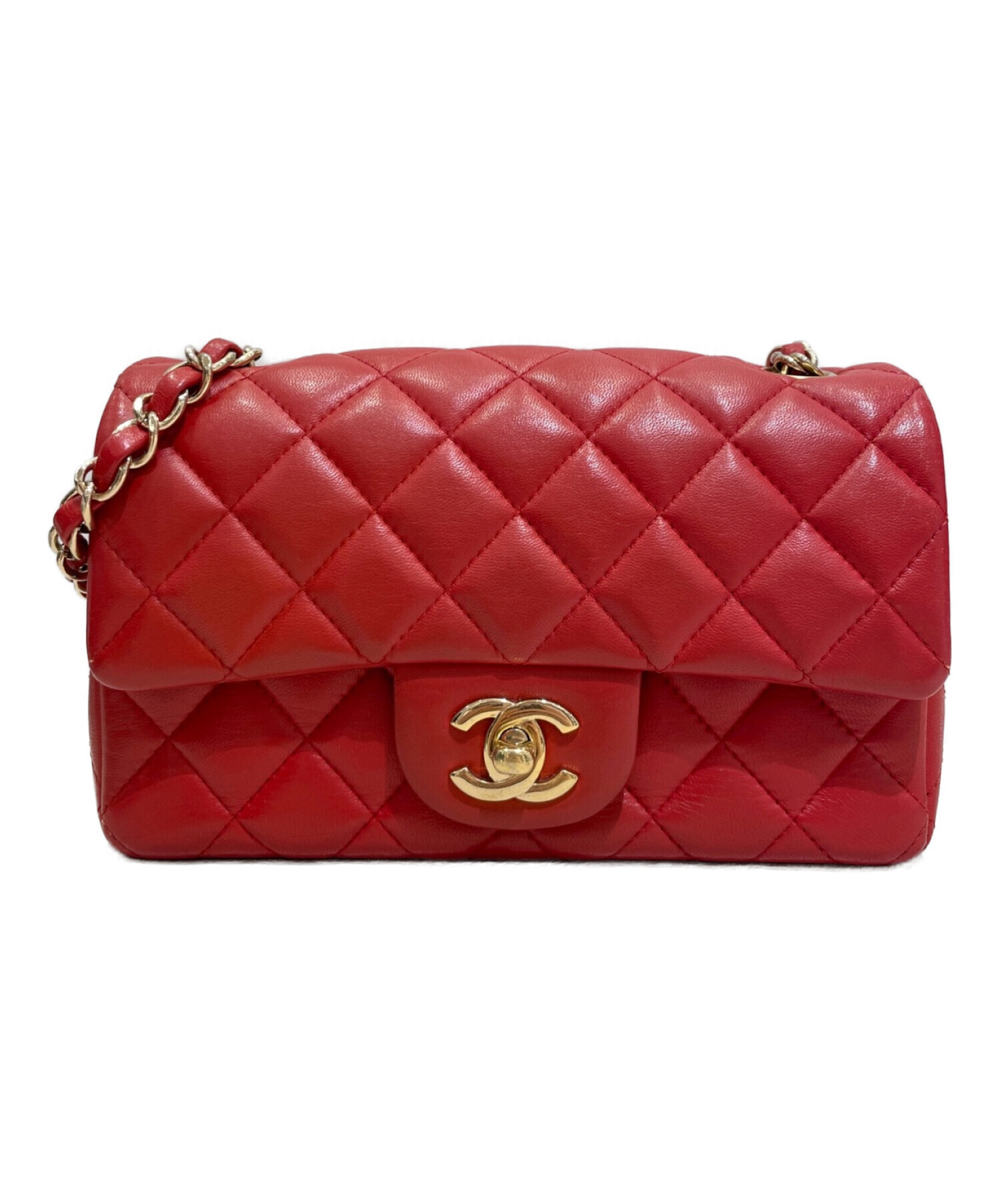 CHANEL バッグデザイン マトラッセ　スカーフ 赤 中古・古着通販】CHANEL (シャネル) マトラッセ20 レッド サイズ:20