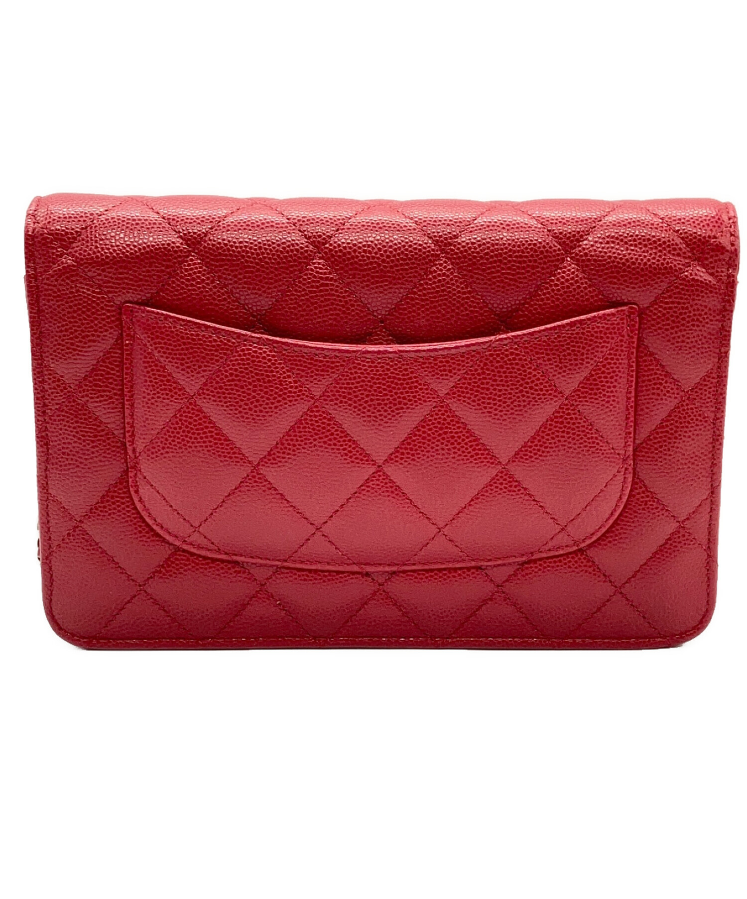 CHANEL チェーンウォレット　キャビアスキン　レッド CHANEL シャネル ボーイシャネル シルバー金具 赤 レッド マトラッセ