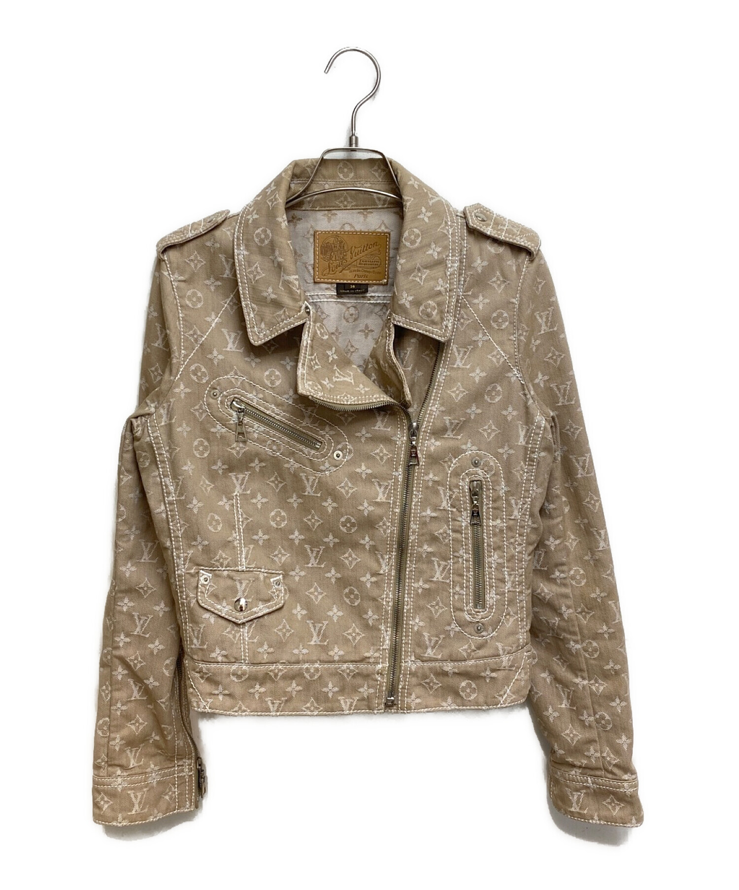 ルイヴィトン LOUISVUITTON デニムライダース ジャケット モノグラム 中古・古着通販】LOUIS VUITTON (ルイ ヴィトン) モノグラムデニム