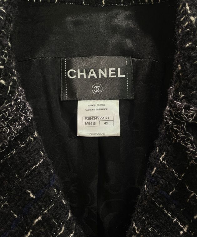 良品●シャネル ジャケット CHANEL 黒色基調　42 ココボタン 楽天市場】CHANEL(シャネル) サイズ:42 ココマークボタン
