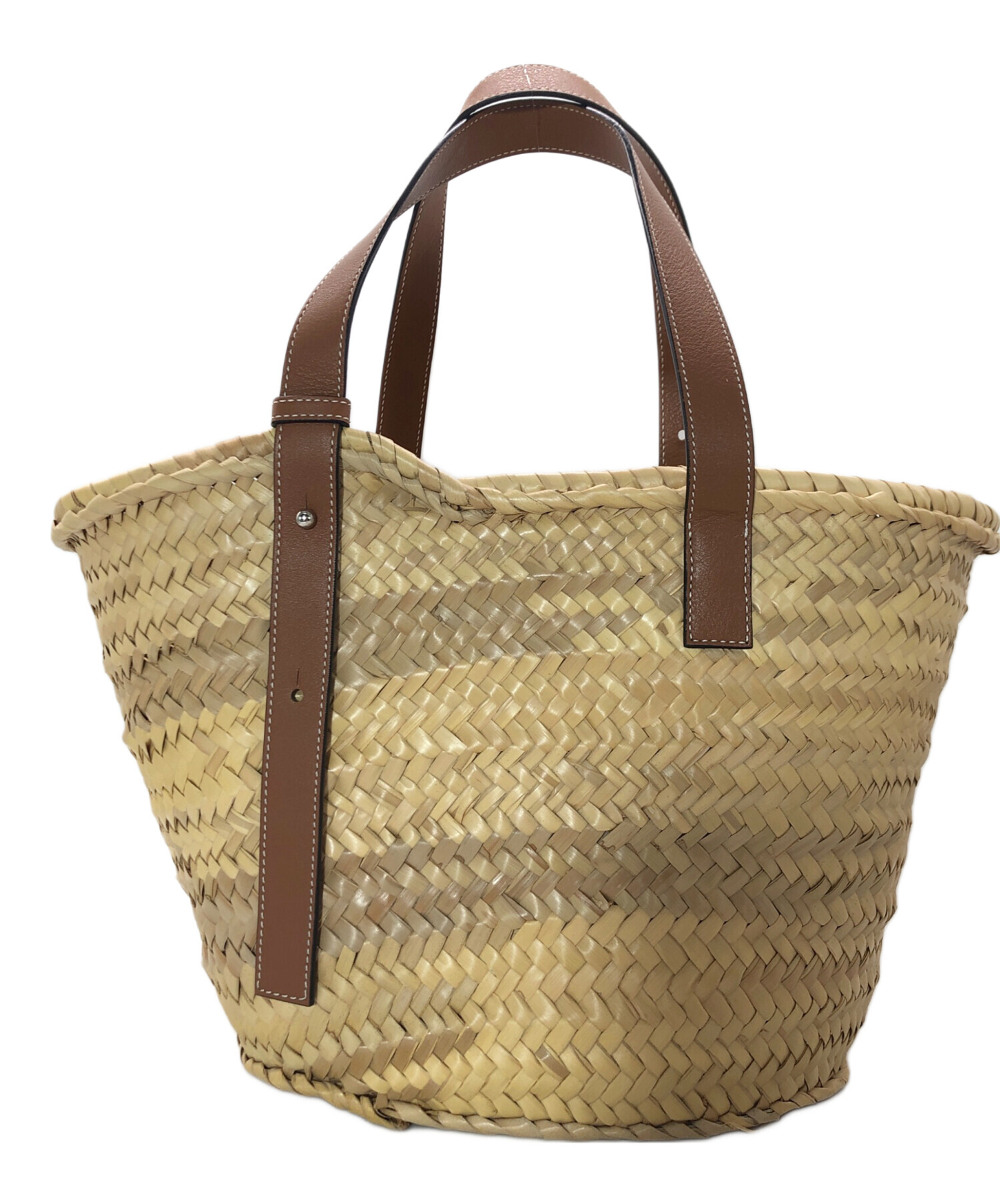 LOEWE かごバッグ ベージュ/オレンジ 中古・古着通販】LOEWE (ロエベ) バスケットバッグ ベージュ×オレンジ