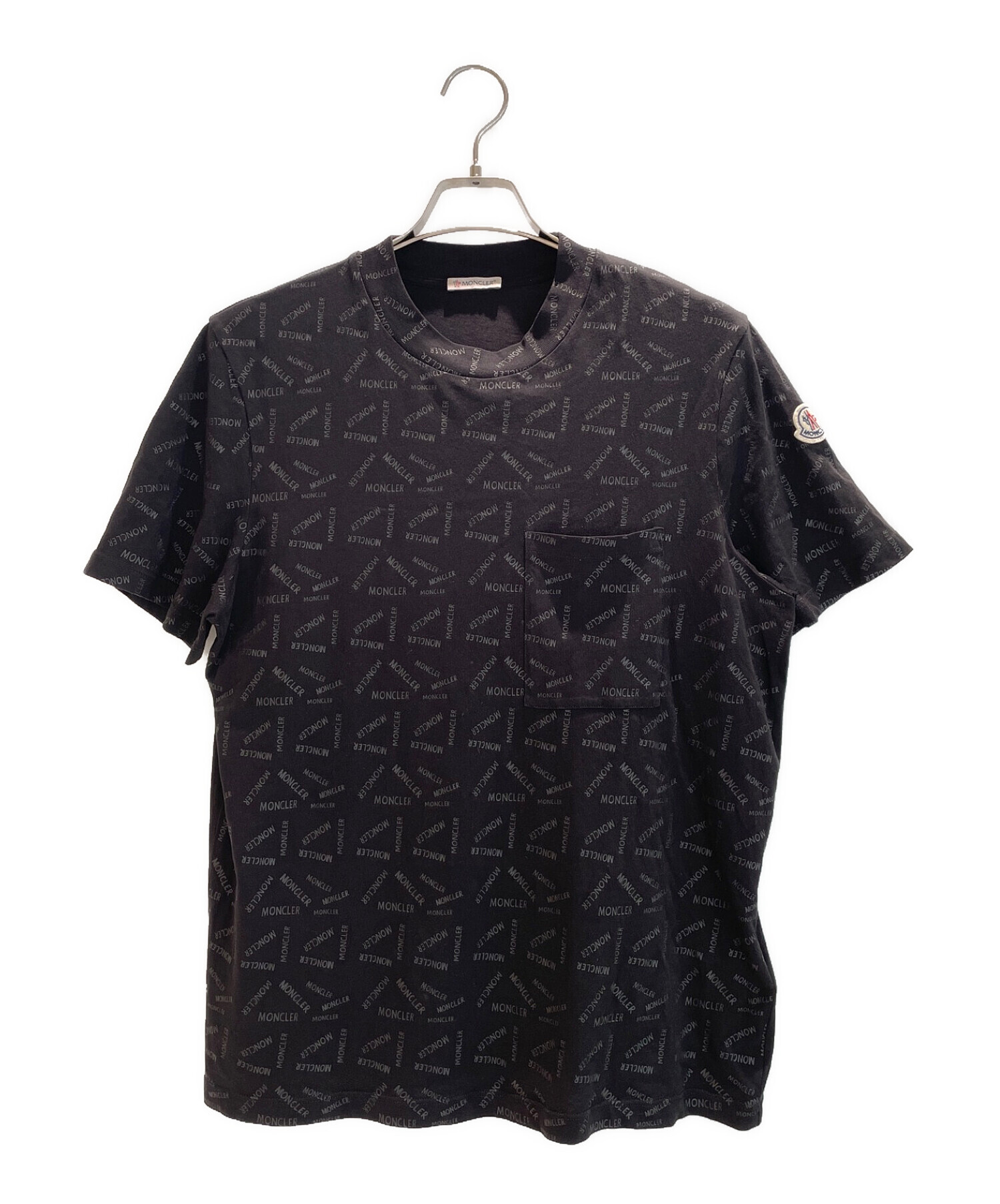 中古・古着通販】MONCLER (モンクレール) 総柄ロゴTシャツ ブラック