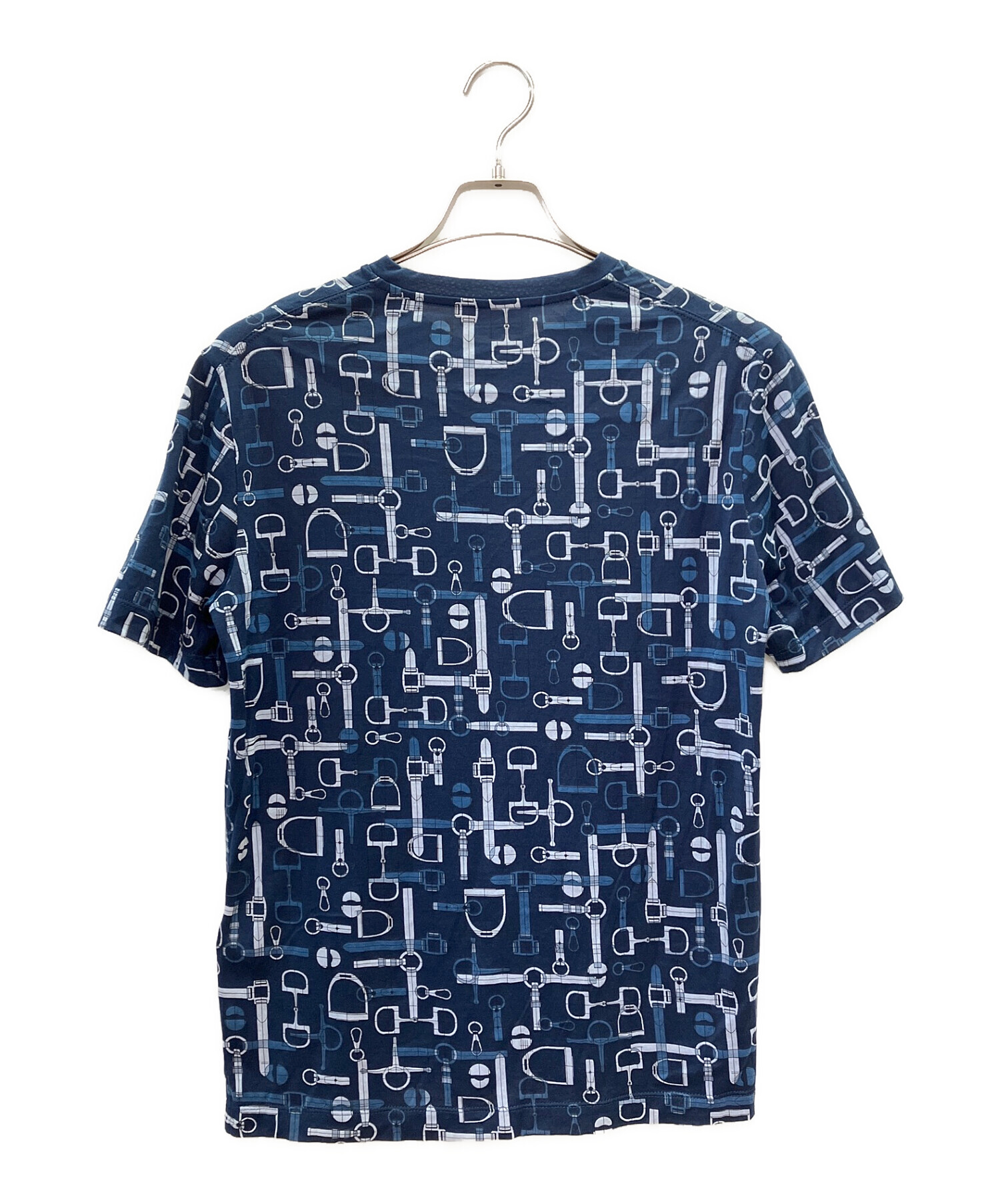 中古・古着通販】HERMES (エルメス) 総柄半袖Tシャツ ネイビー サイズ