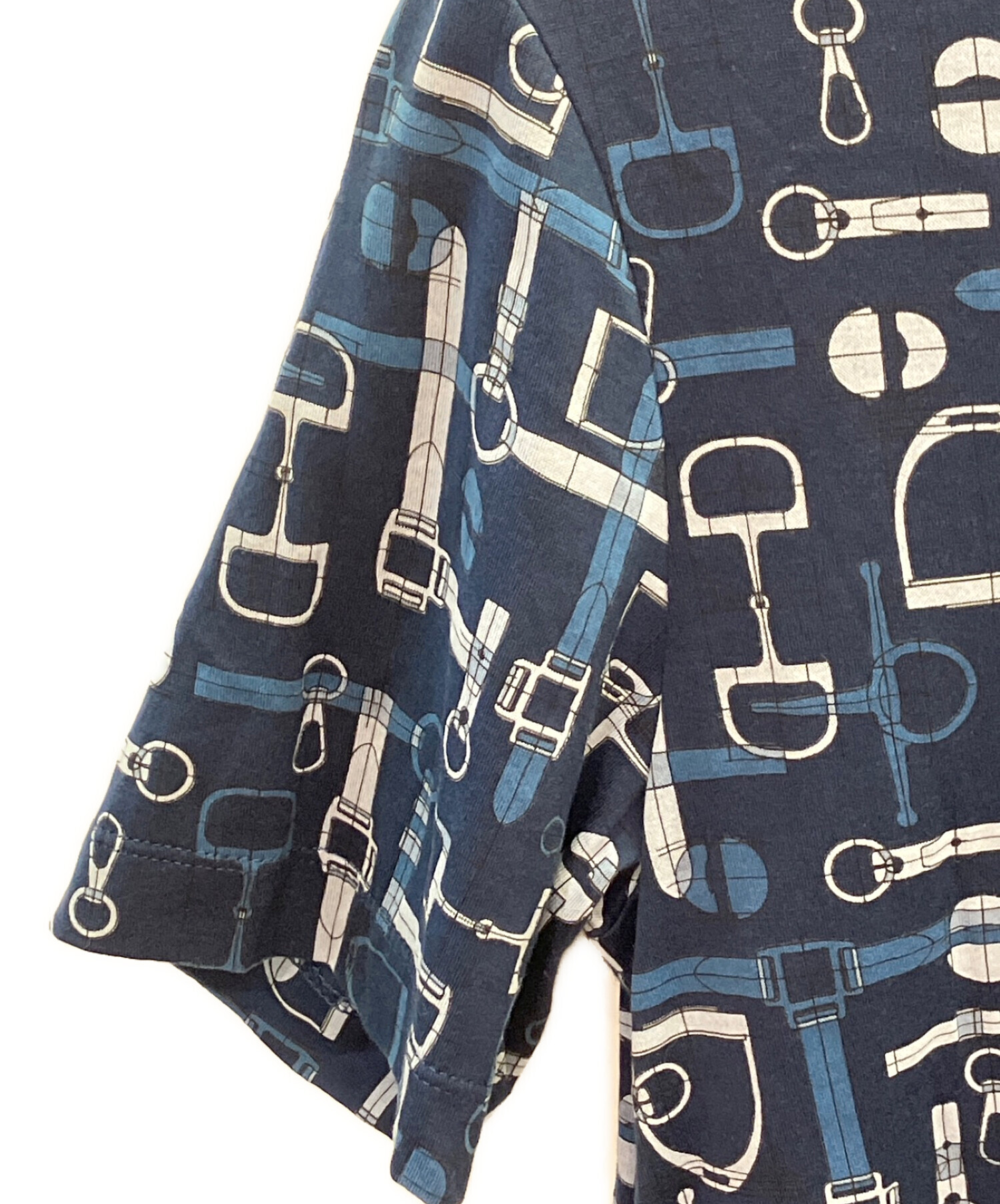 中古・古着通販】HERMES (エルメス) 総柄半袖Tシャツ ネイビー サイズ