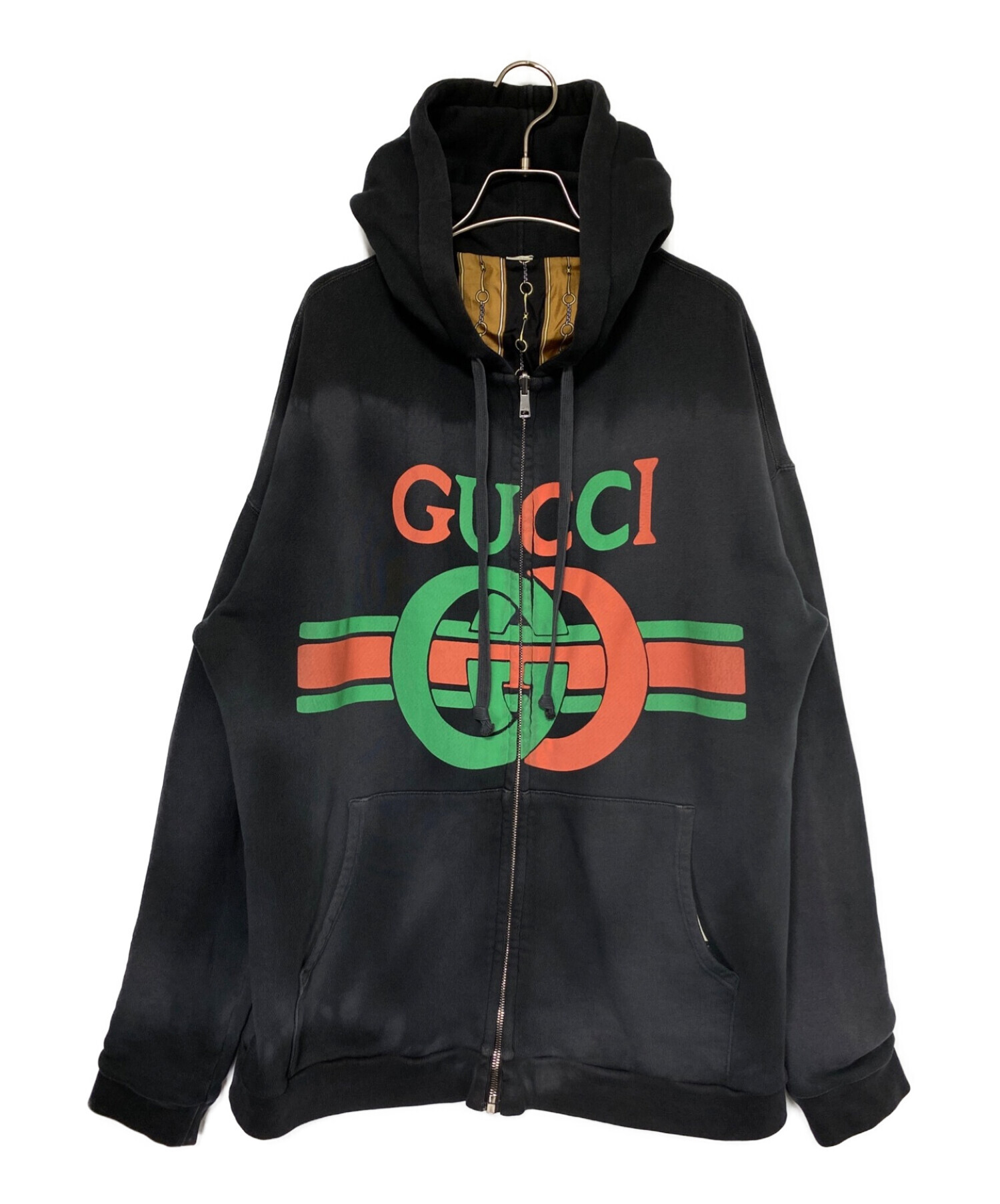 中古・古着通販】GUCCI (グッチ) GGプリントジップパーカー グレー