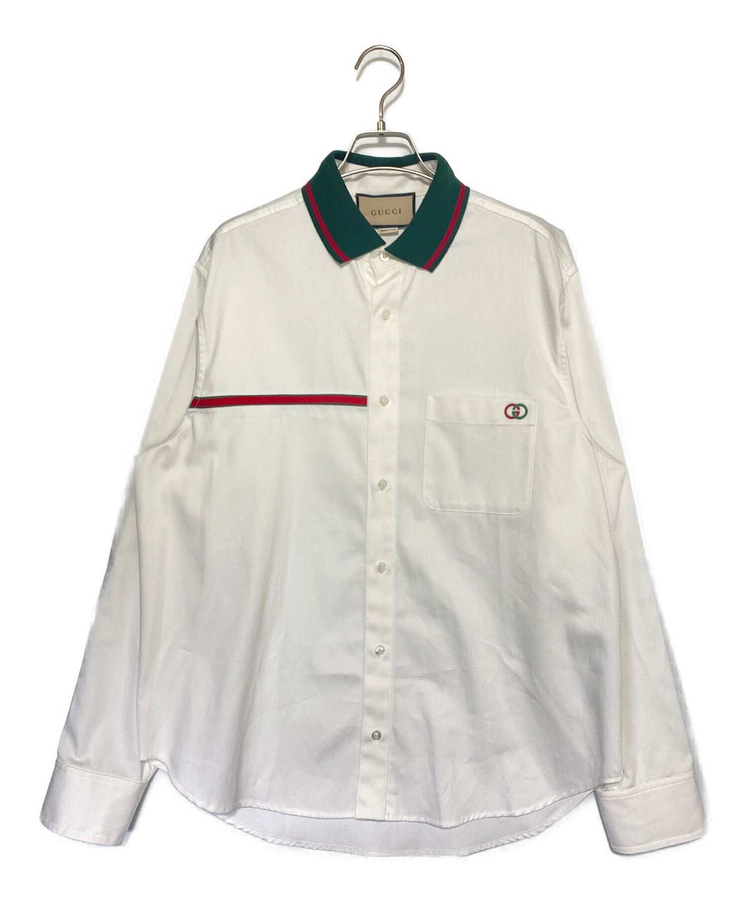 中古・古着通販】GUCCI (グッチ) シェリーラインシャツ ホワイト 