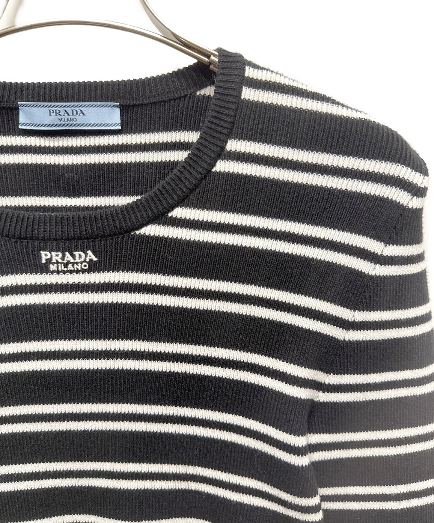 中古・古着通販】PRADA (プラダ) ボーダーニット ブラック 中古・古着通販】PRADA (プラダ) ボーダーニット ブラック