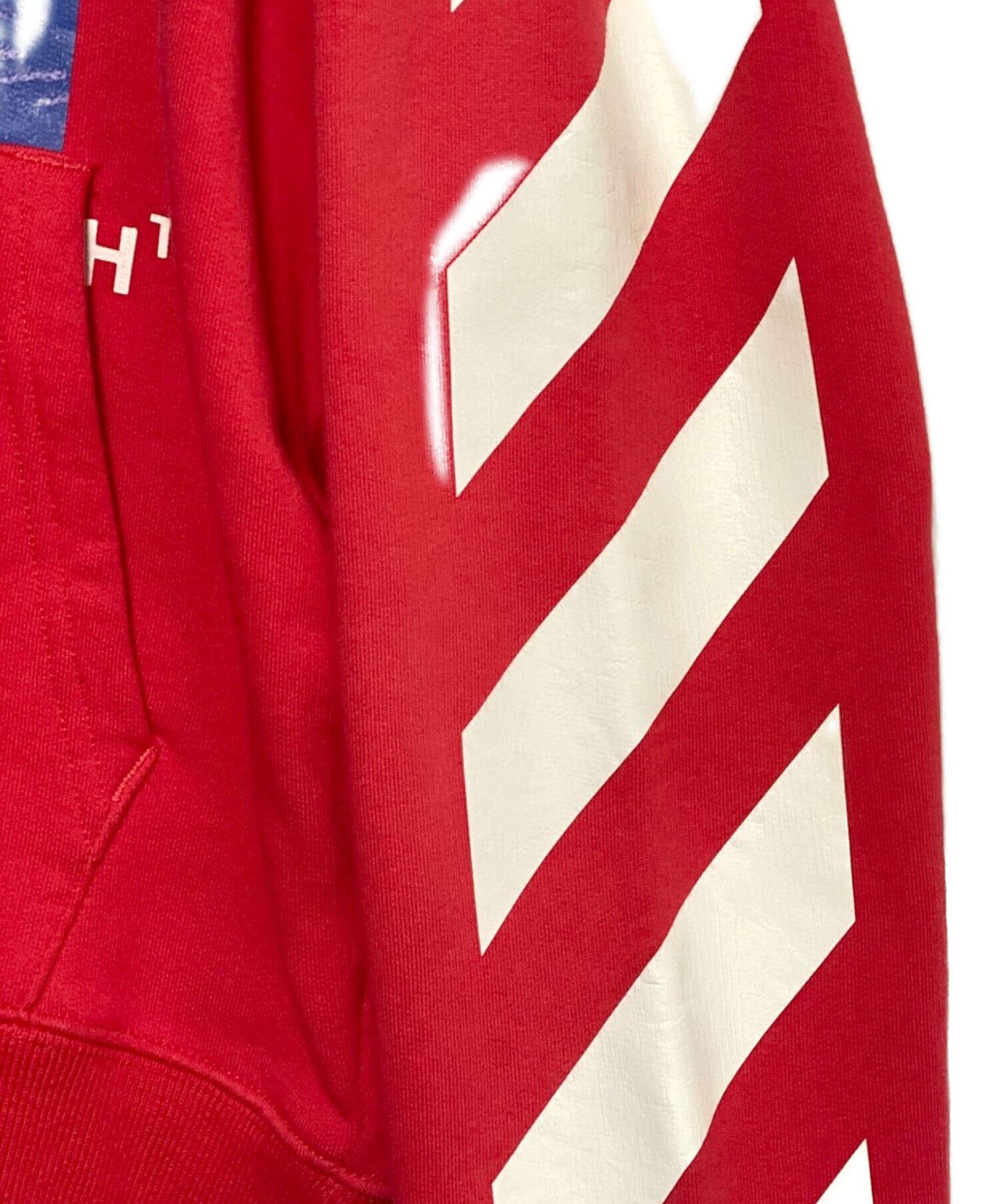 ☆off-white/オフホワイト red bernini hoodie/レッド ベルニーニ フーディ OMBB037F18192011/M /080 Off-White Red Diagonal Bernini Over Hoodie Off-White