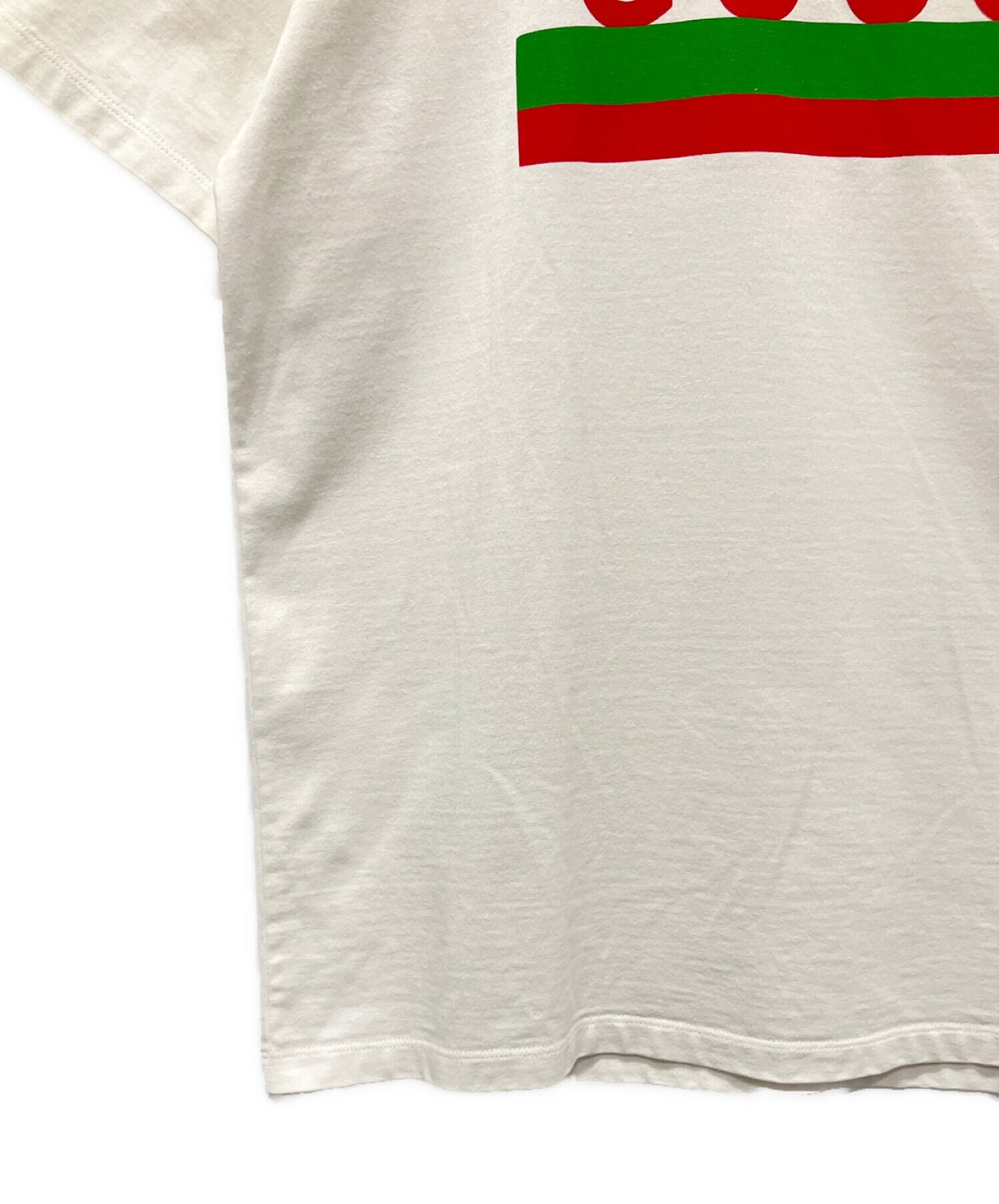 コットンジャージー GUCCI ロゴプリント Tシャツ ホワイト Mサイズ 