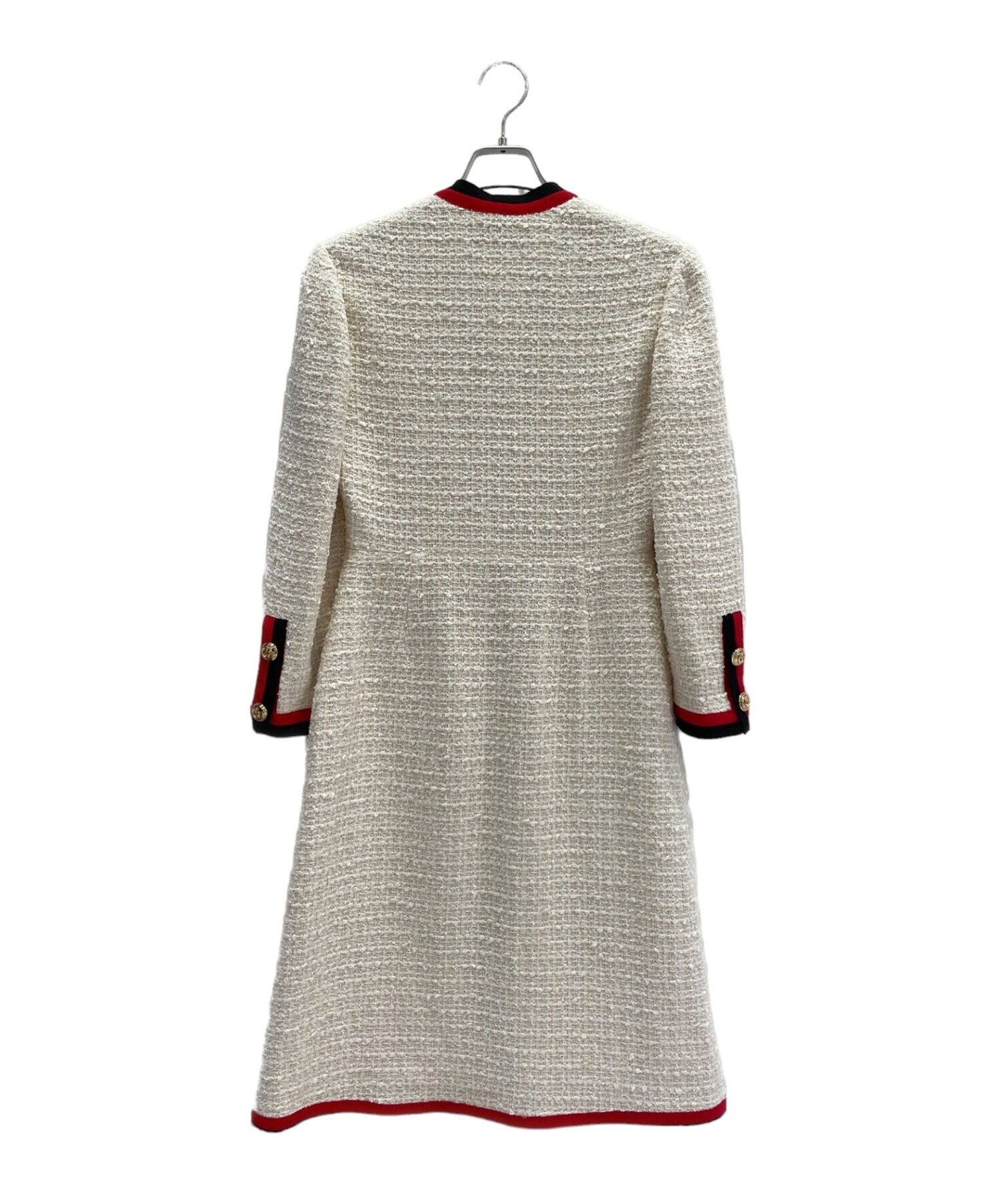 中古・古着通販】GUCCI (グッチ) GGボタンツイードコート アイボリー