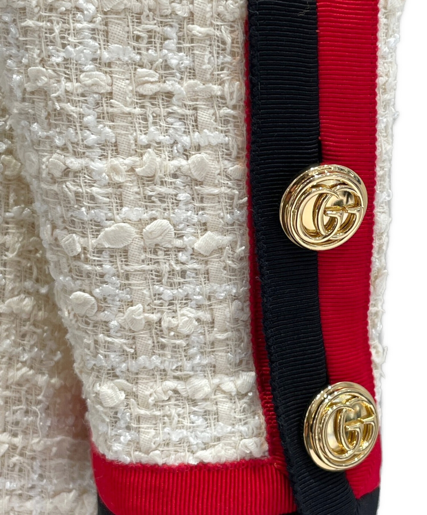 中古・古着通販】GUCCI (グッチ) GGボタンツイードコート アイボリー