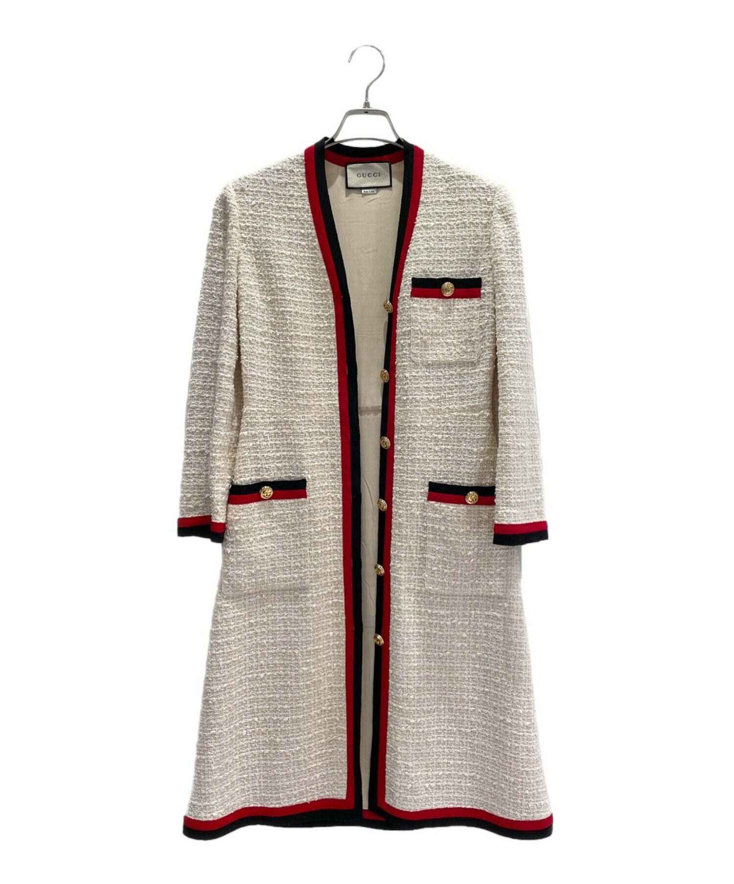 中古・古着通販】GUCCI (グッチ) GGボタンツイードコート アイボリー