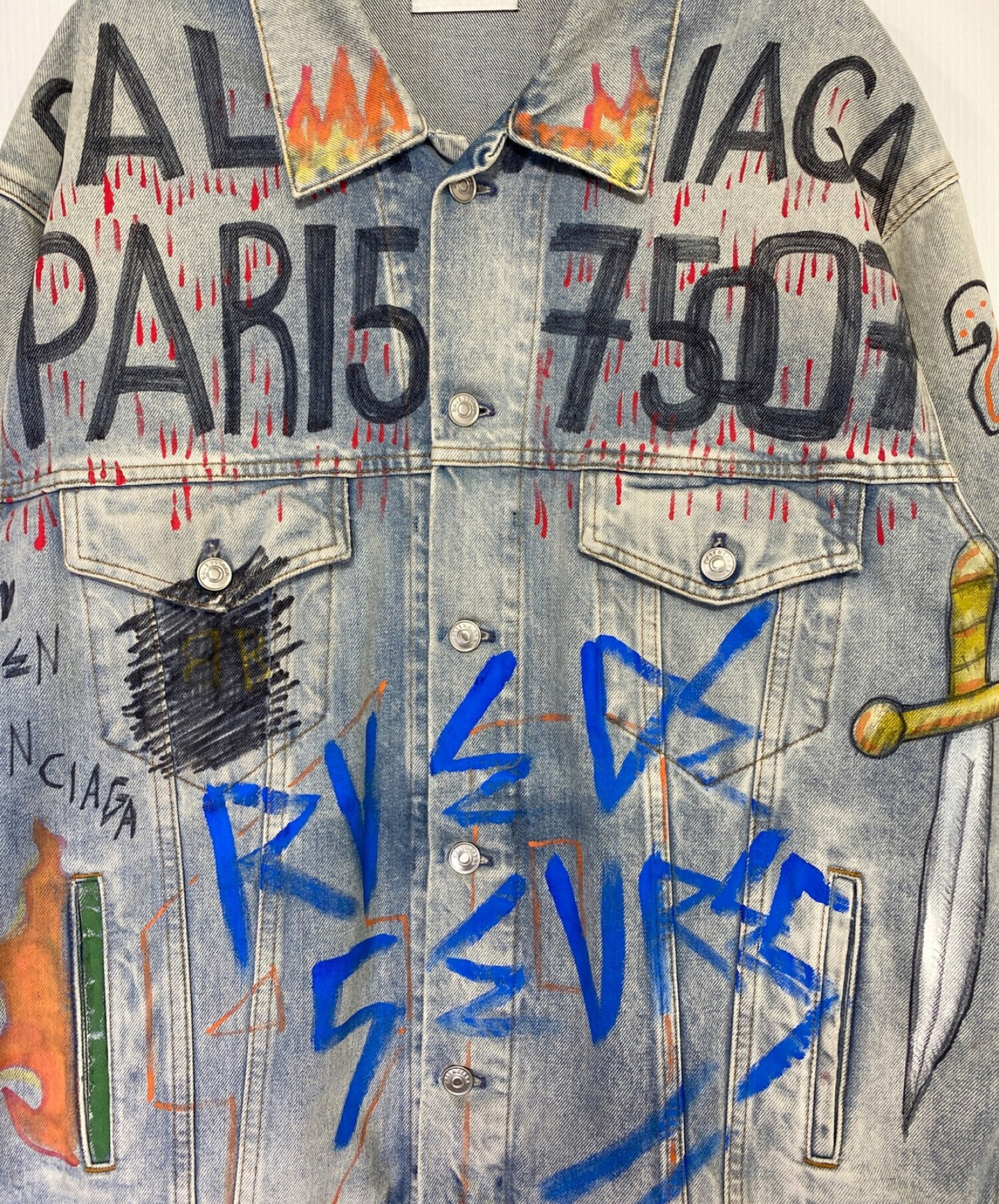 BALENCIAGA グラフィティデニムジャケット 中古・古着通販】BALENCIAGA (バレンシアガ) グラフィティデニム