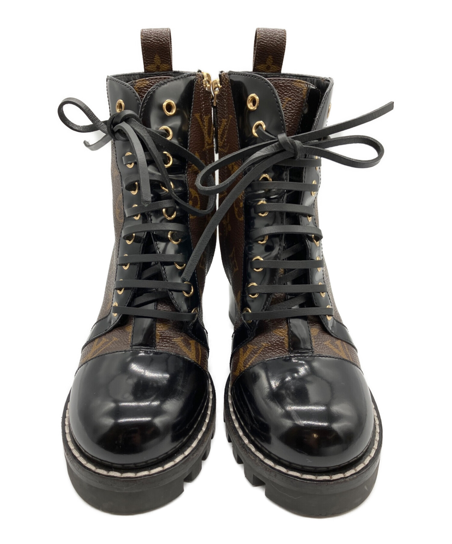 LOUIS VUITTON ブーツ モノグラム 37 1/2 ルイヴィトン 中古・古着通販】LOUIS VUITTON (ルイ ヴィトン) シルエット・ライン